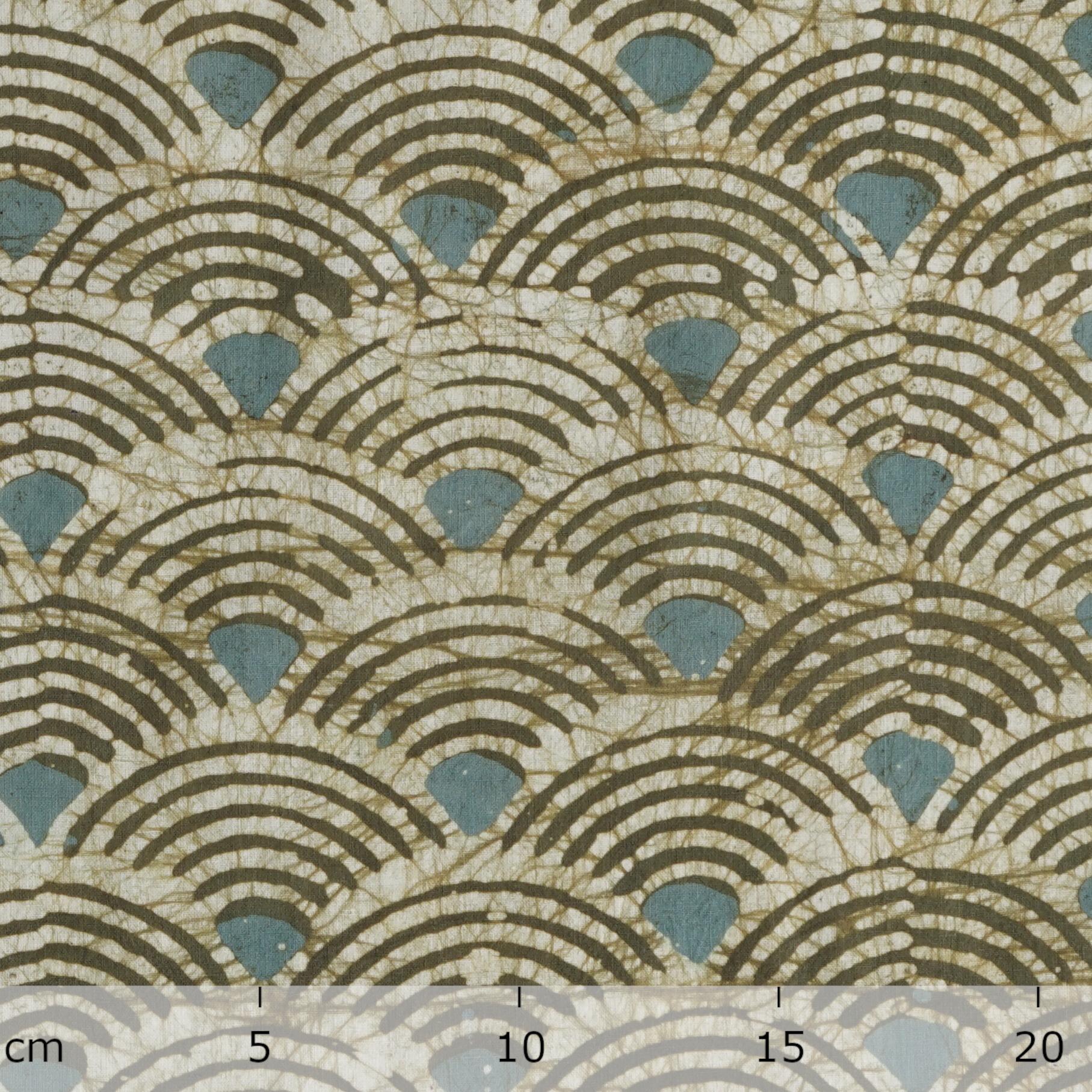 Block-Printed Batik Fabric - Cotton Cloth - Reactive Dyes - Connected Design - Ruler
