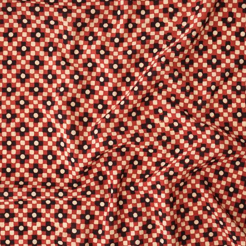 SIK04 - Hand Block-Printed Cotton - Mosaic Design - Red, Yellow & Black Dye - Contrast
