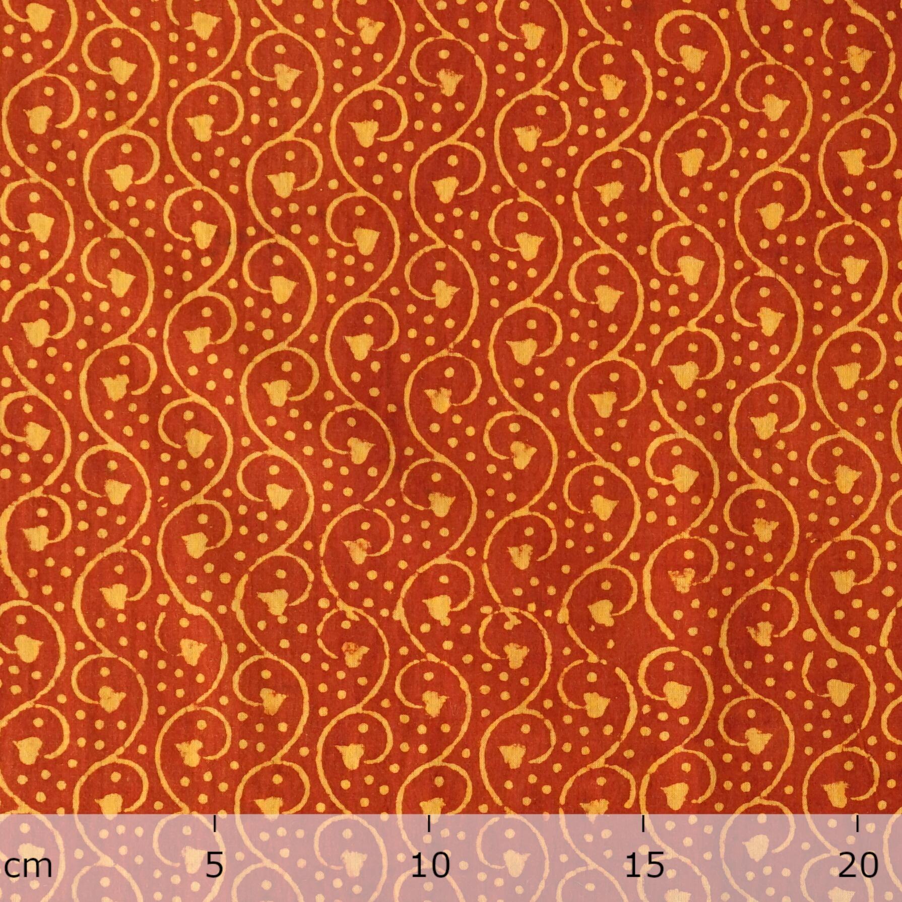 4 - AHM45 - Block-Printed Cotton - Komorebi Print - Turmeric Yellow & Alizarin Red Dyes - Ruler