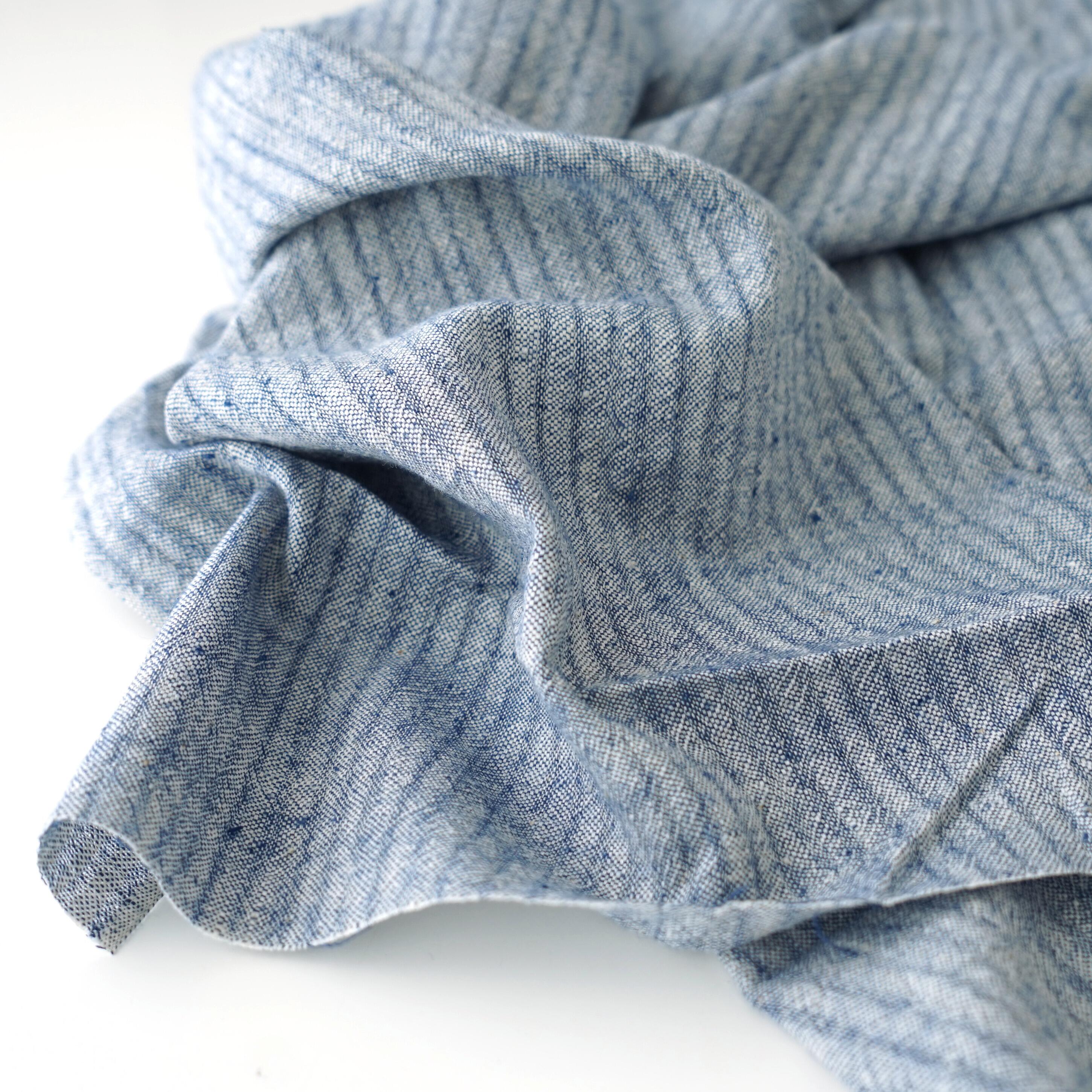 RAM02 - Organic Kala Cotton - Handloom Woven -  Single & Double Warp, Single Weft - Striped - Blue Yarn-Dyed Weft - Reactive Dye - Shot Cotton - Cross Colour - Contrast