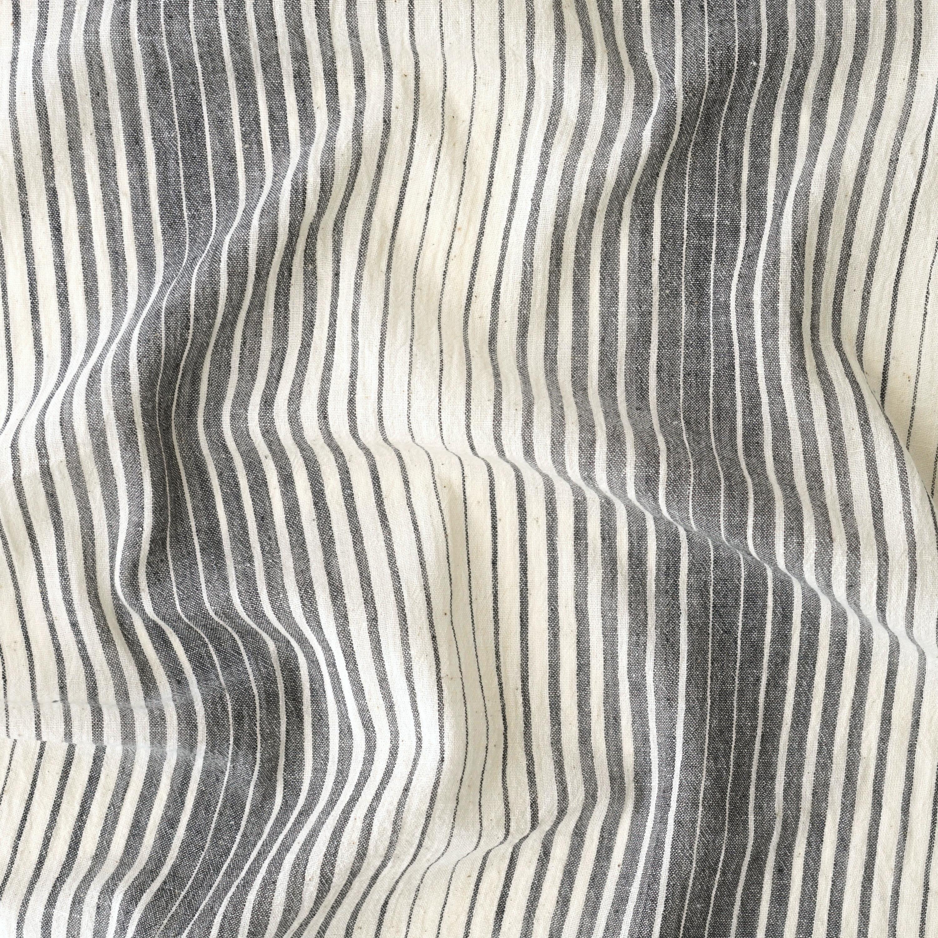 KHE03 - Organic Kala Cotton - Handloom Woven - Natural Dye - Charcoal Black - Fading Stripes - One By One - Contrast