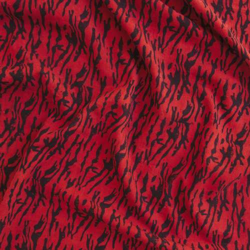 100% Block-Printed Cotton Fabric from India - Ajrak - Alizarin Black Tiger Print - Contrast