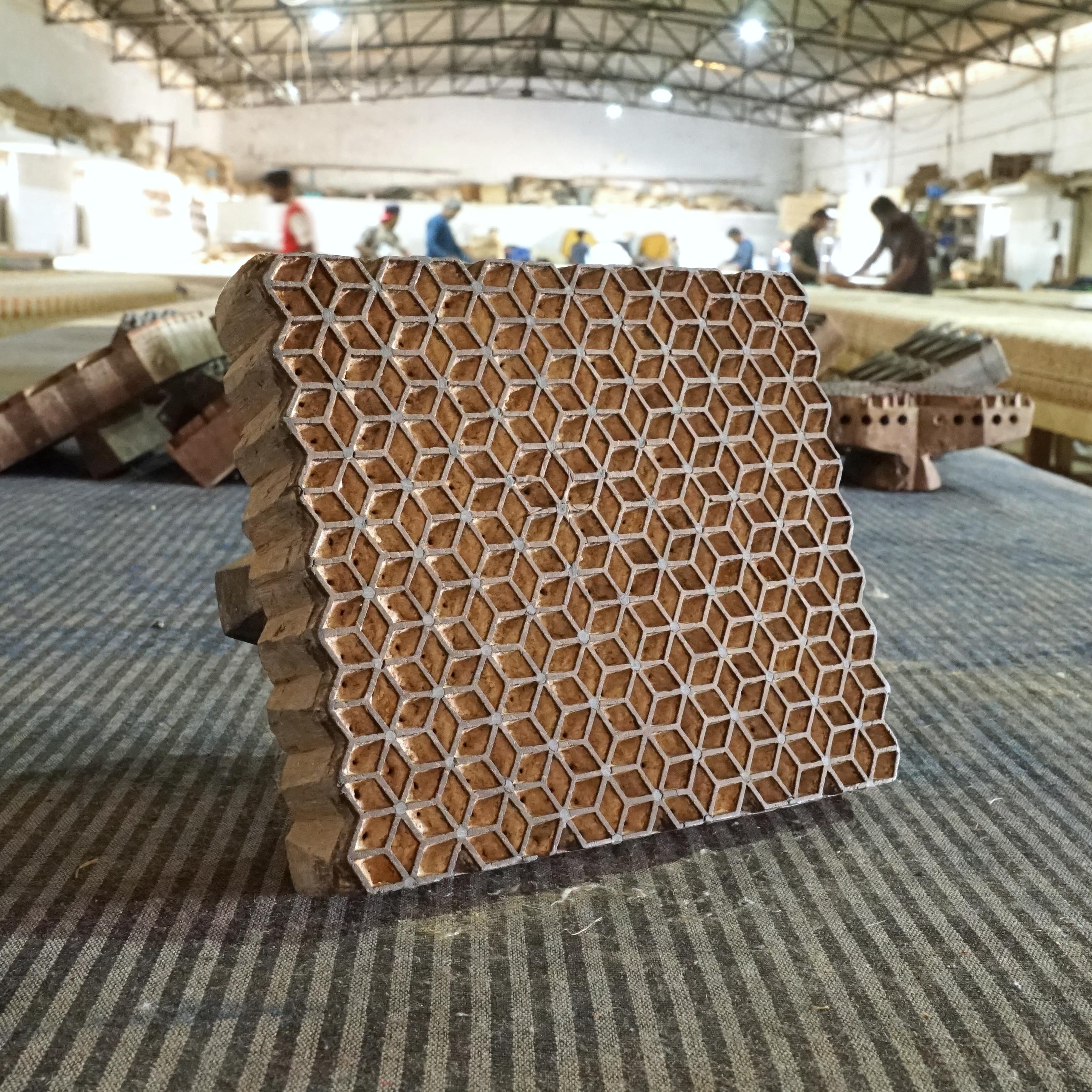Tumbling Blocks Carved Woodblock For Block-Printing