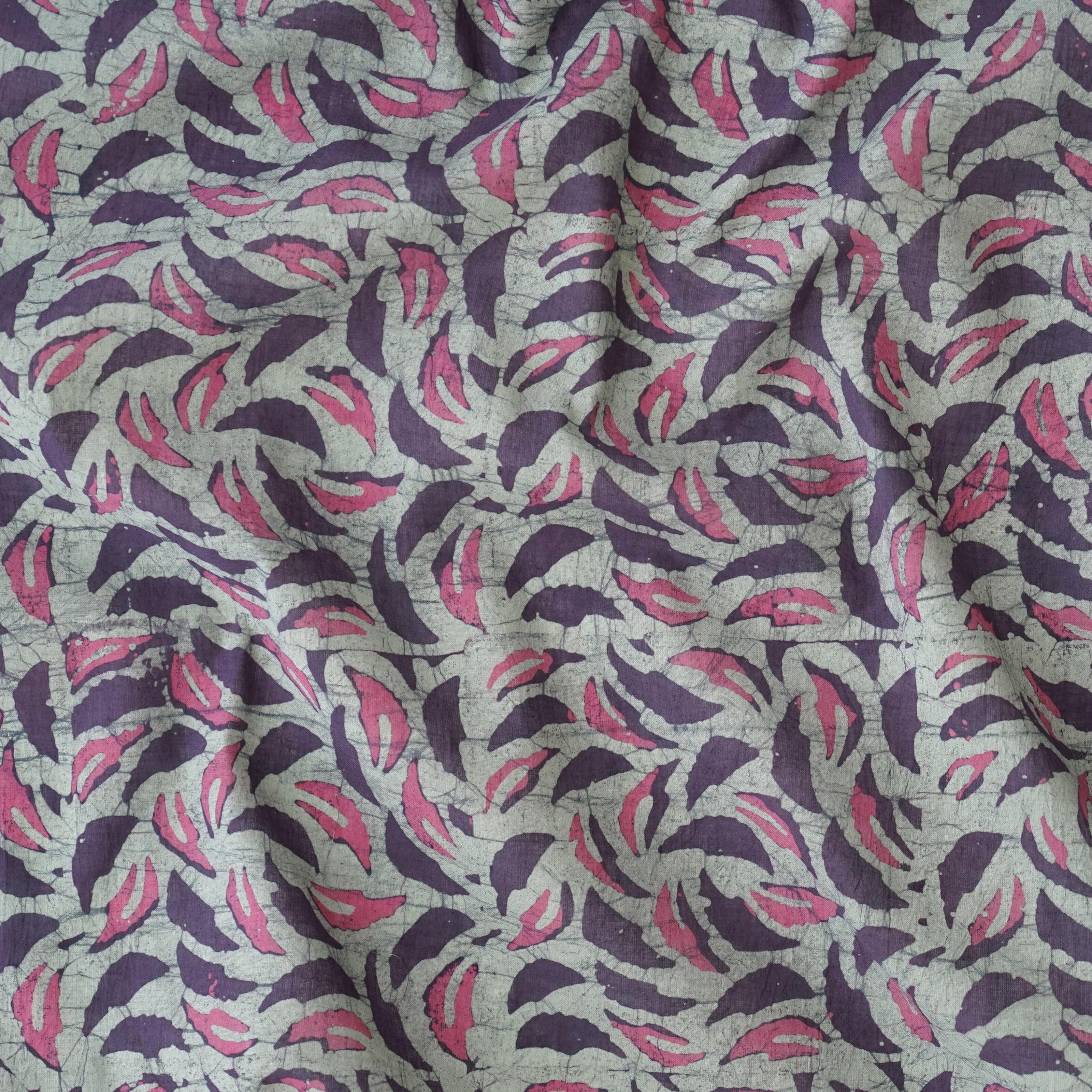 Block-Printed Batik Cotton Fabric From India - Autumnal Rustle Design - Contrast