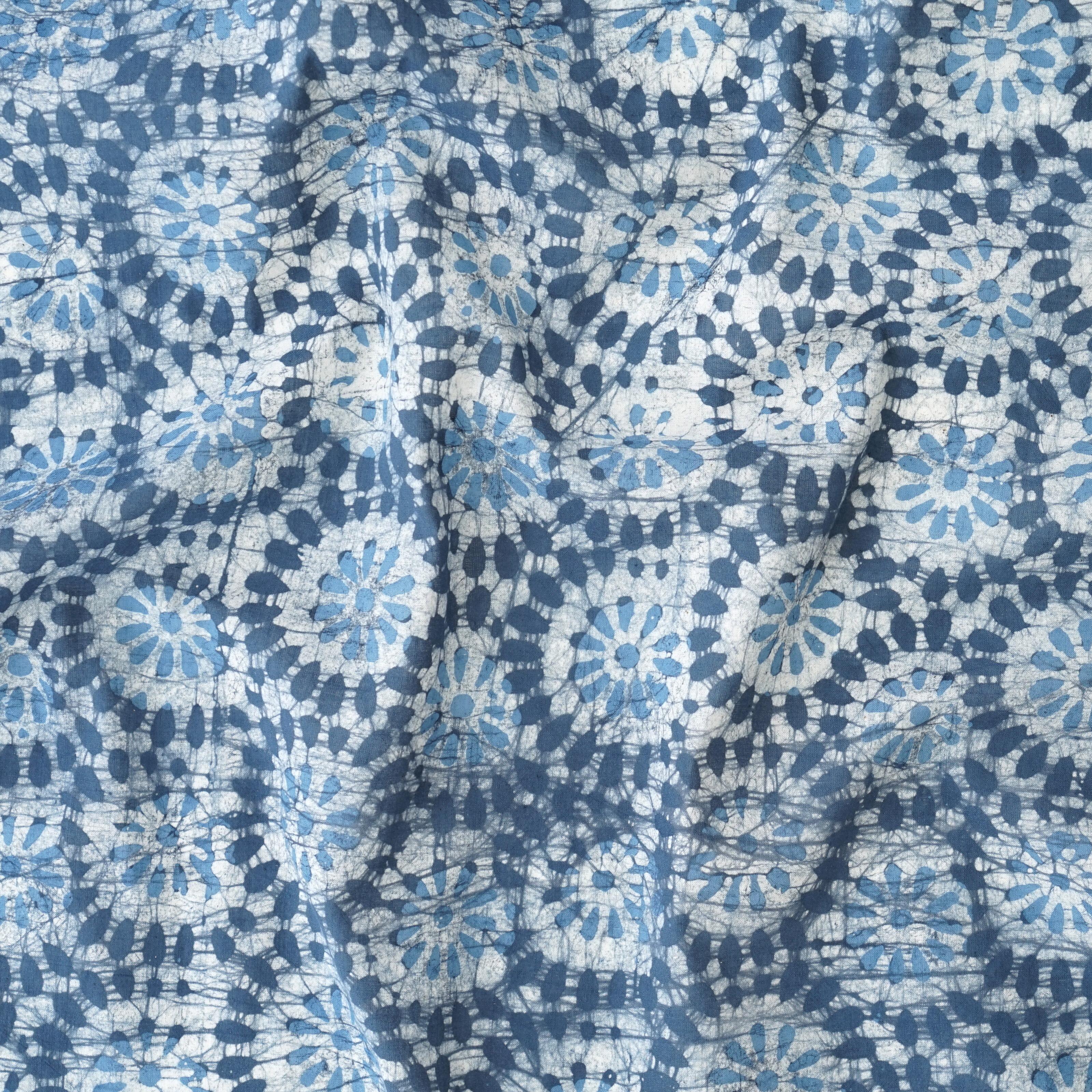 Block-Printed Batik Fabric - Cotton Cloth - Sky Dance Design - Contrast