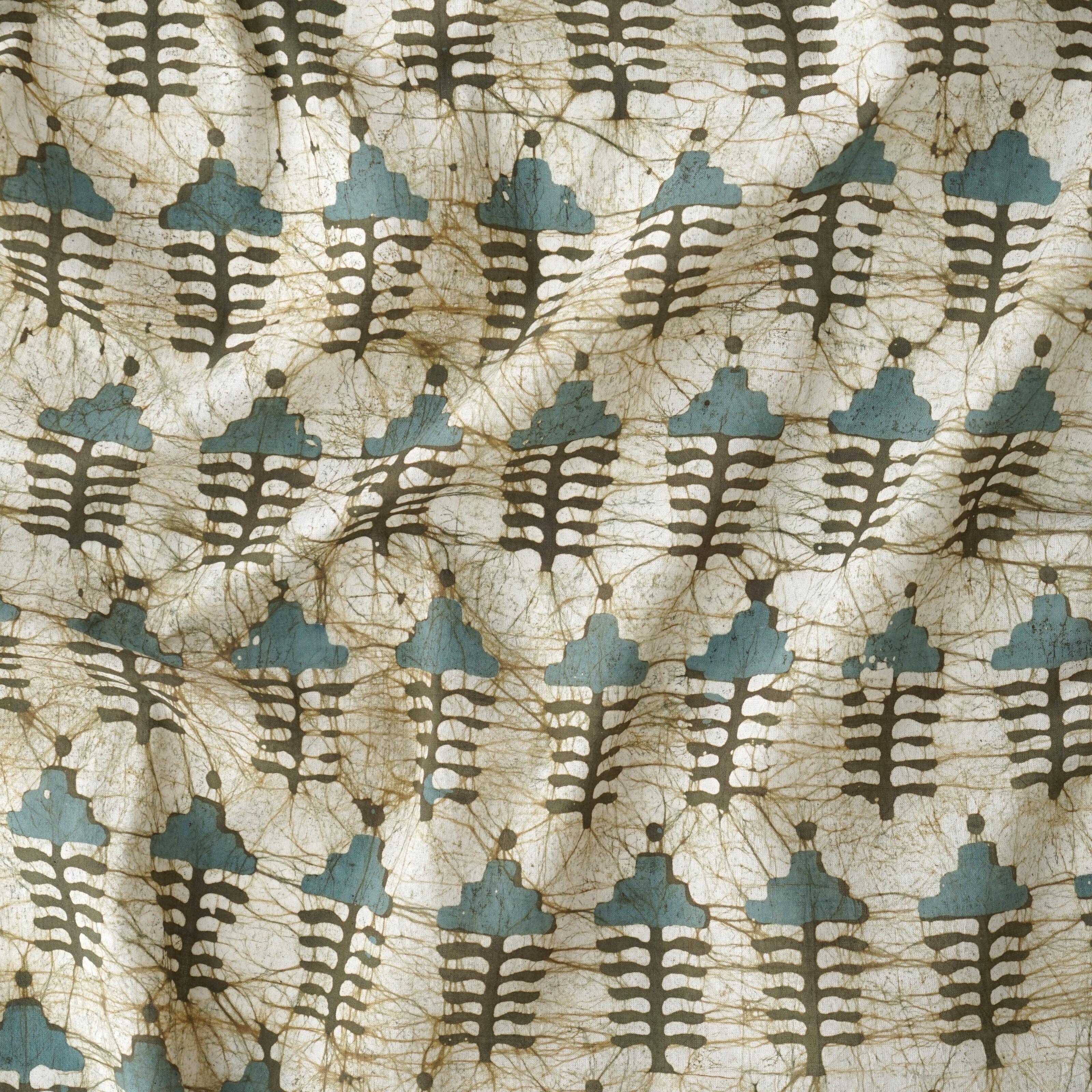 Block-Printed Batik Fabric - Cotton Cloth - Reactive Dyes - Izmir Escape Design - Contrast