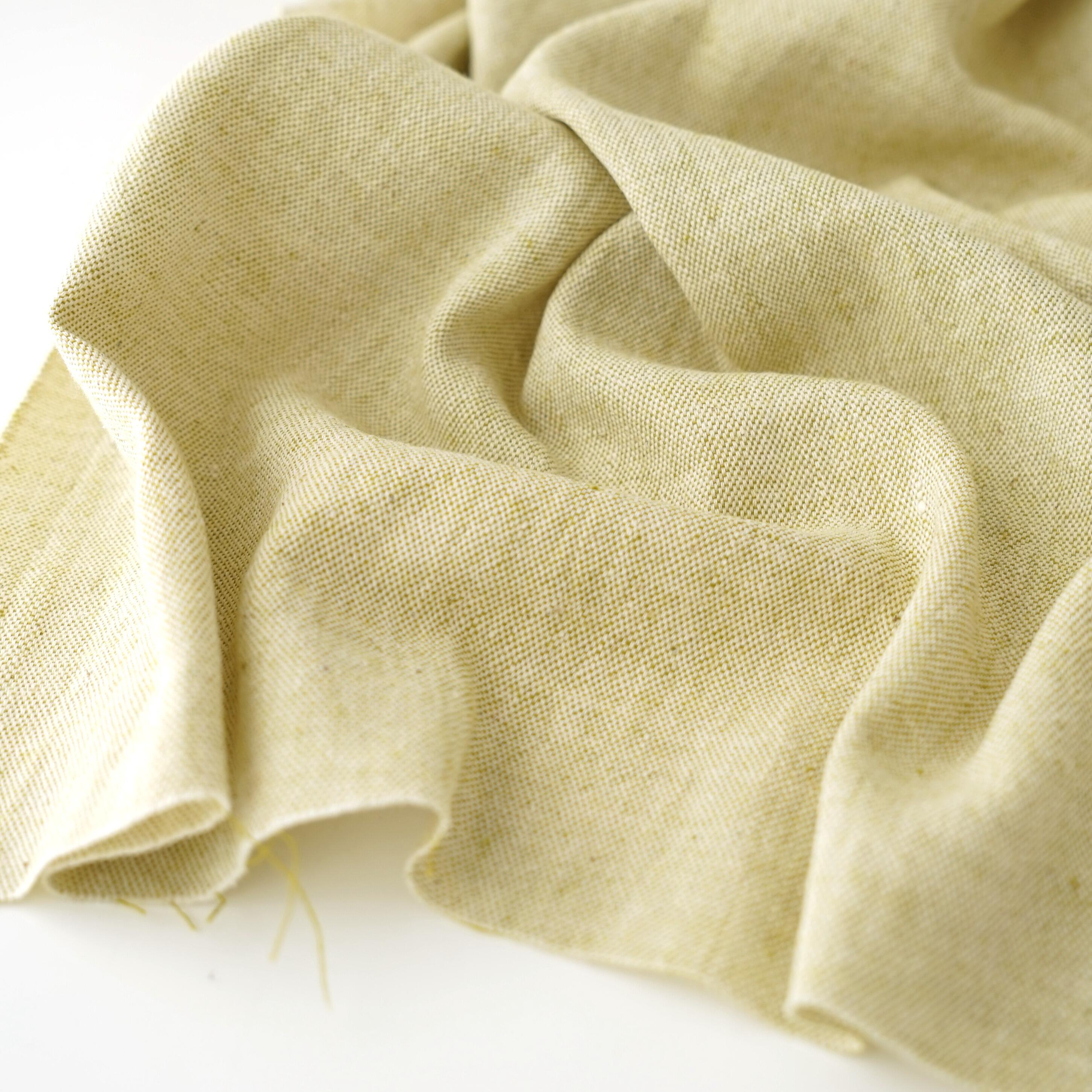 Organic Kala Cotton - Handloom Woven - Irregular Basket Weave - 2 by 1 - White & Yellow - Yarn Dye - Shot Cotton - Contrast