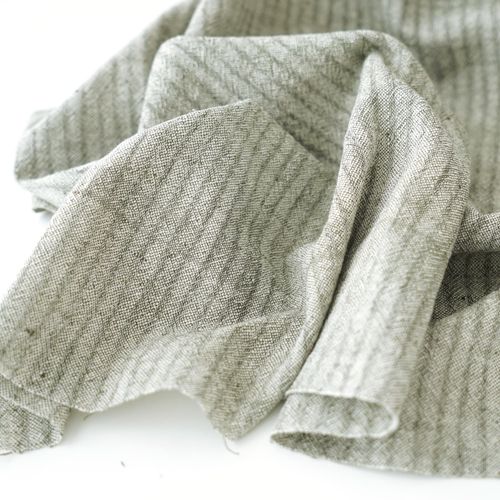 RAM03 - Organic Kala Cotton - Handloom Woven -  Single & Double Warp, Single Weft - Striped - Olive Green Yarn-Dyed Weft - Reactive Dye - Shot Cotton - Cross Colour - Contrast