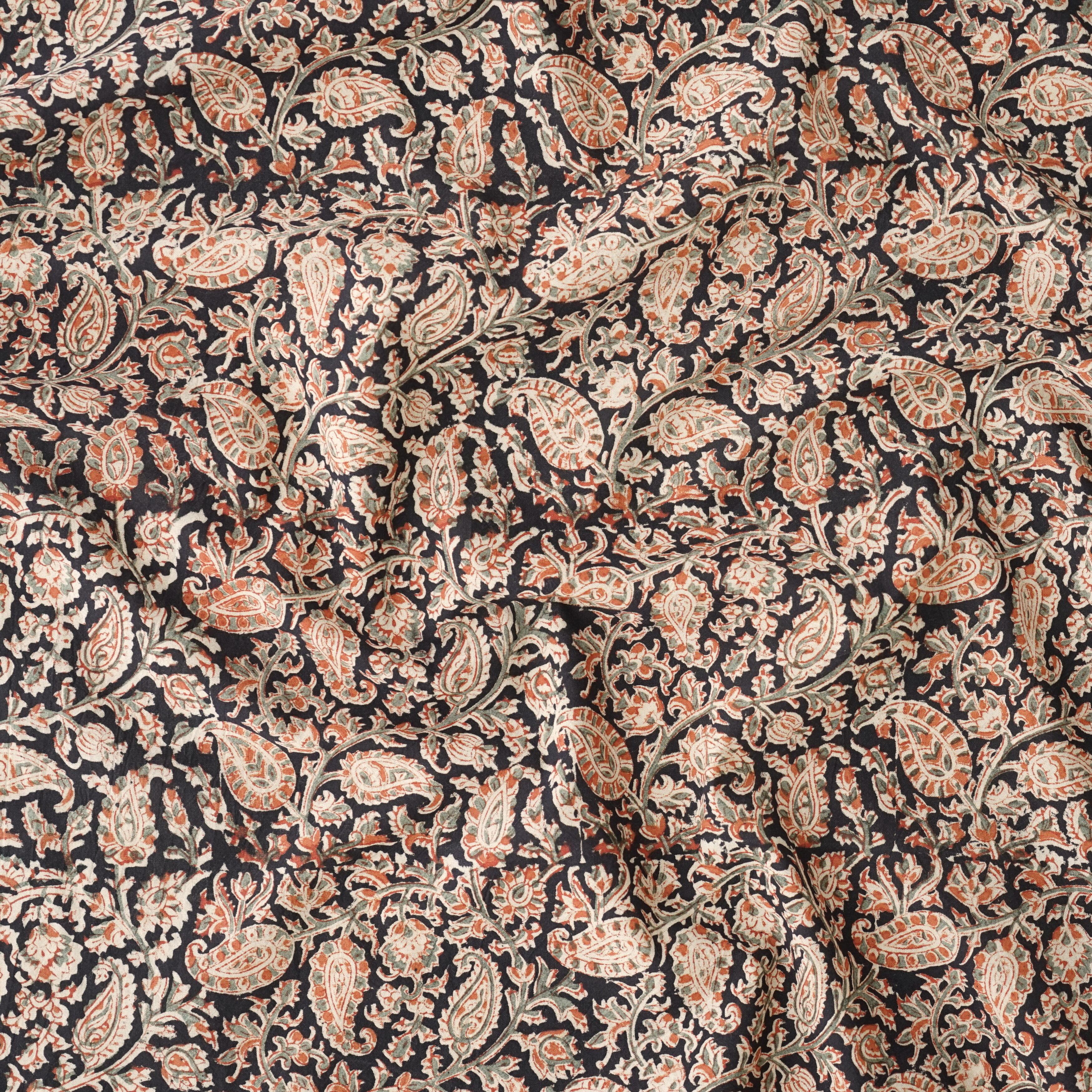 KAR04 - Block-Printed Kalamkari - 100% Cotton - Natural Dyes - Spirited - Contrast