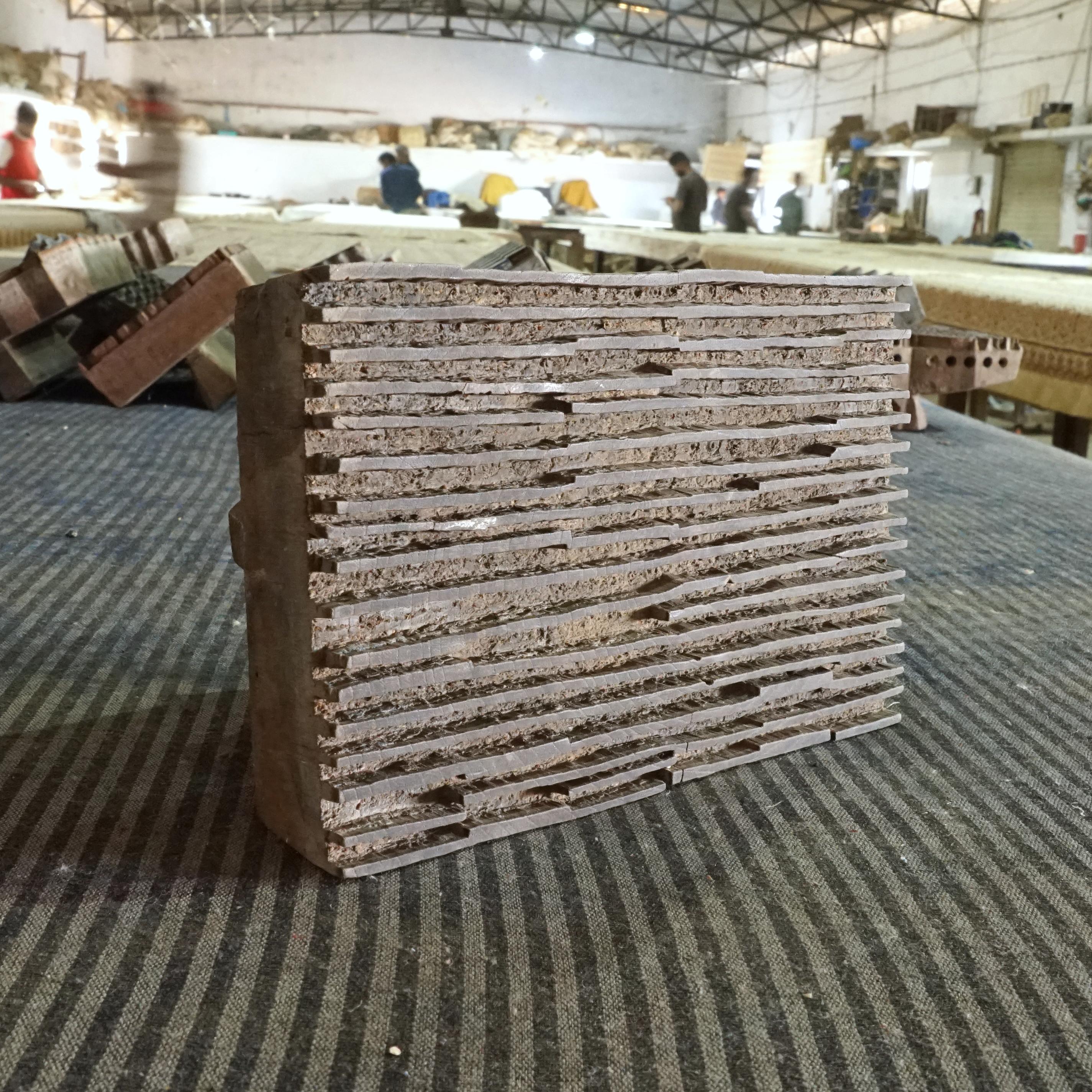 Broken Lines Carved Teak Woodblock For Block-Printing