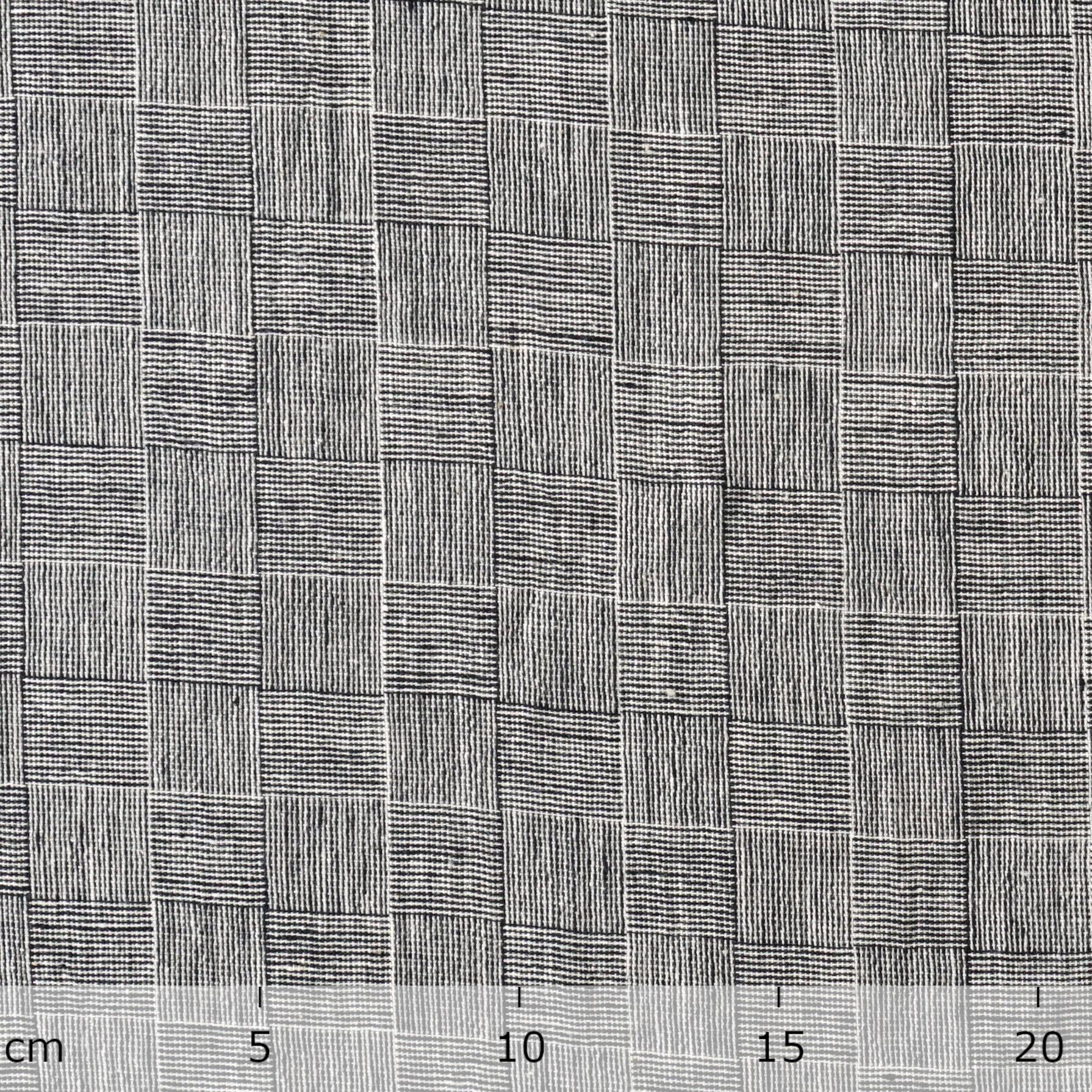 KJC12 - Indian Handloom-Woven Organic Kala Cotton Fabric - Plain 1 by 1 Weave - Checkers Design - Black Reactive Thread Dye - Ruler