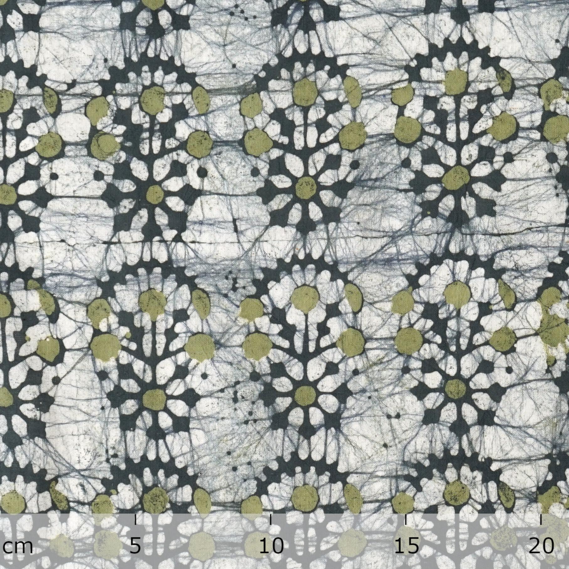 100% Block-Printed Batik Cotton Fabric From India - Seahorse Motif - Ruler