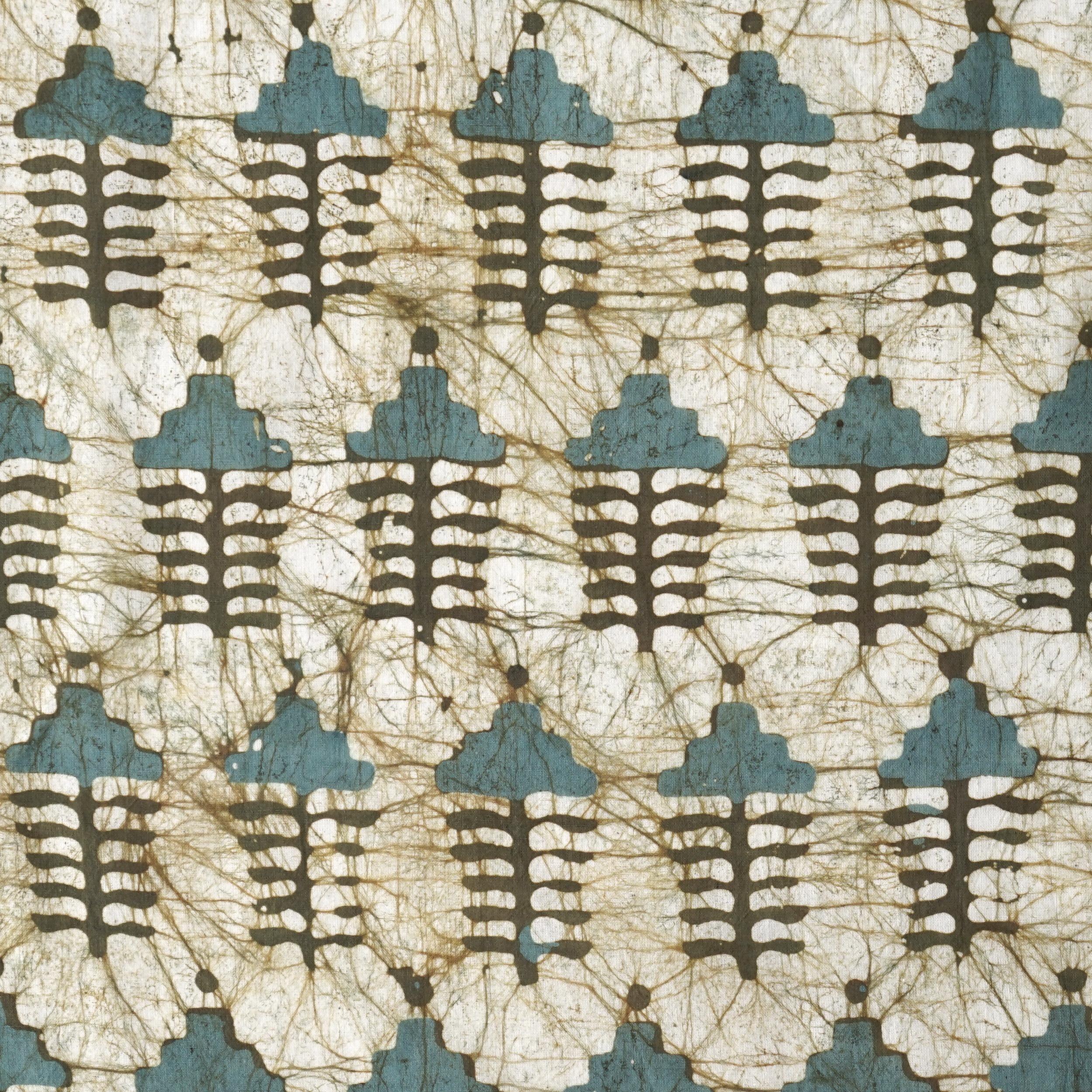 Block-Printed Batik Fabric - Cotton Cloth - Reactive Dyes - Izmir Escape Design - Flat