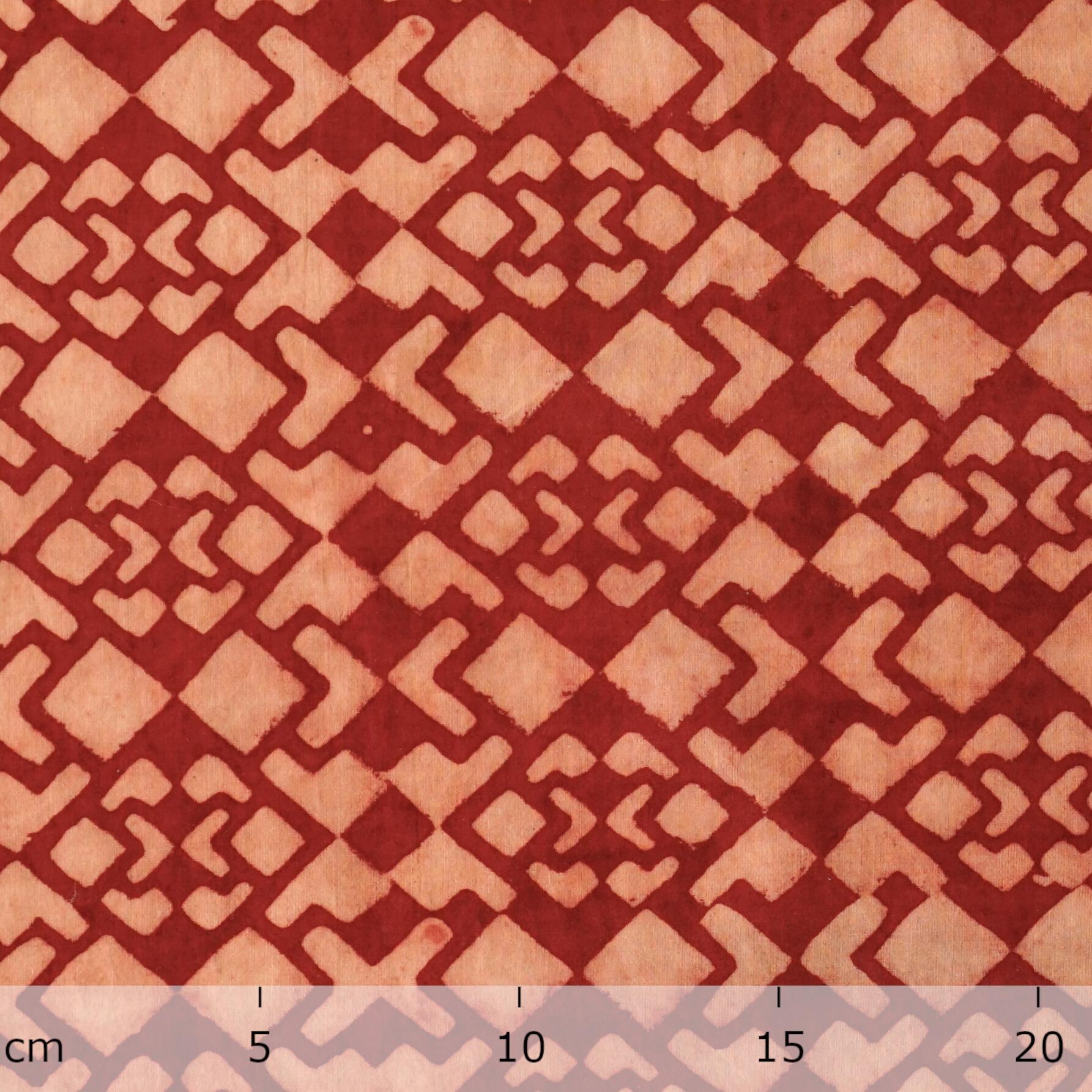 5 - SIK55 - Hand Block-Printed Cotton - Merrymaker Design - Alizarin Red Dye - Ruler