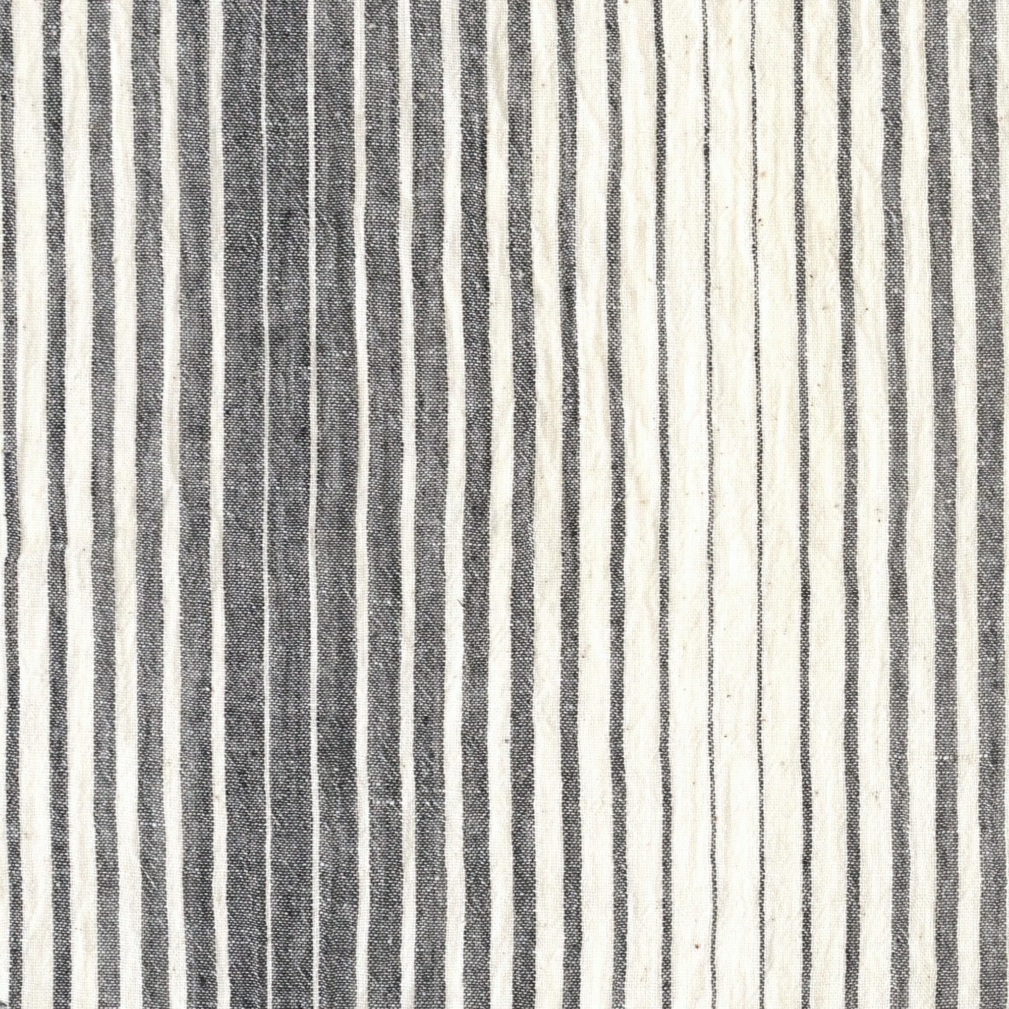 KHE03 - Organic Kala Cotton - Handloom Woven - Natural Dye - Charcoal Black - Fading Stripes - One By One - Flat