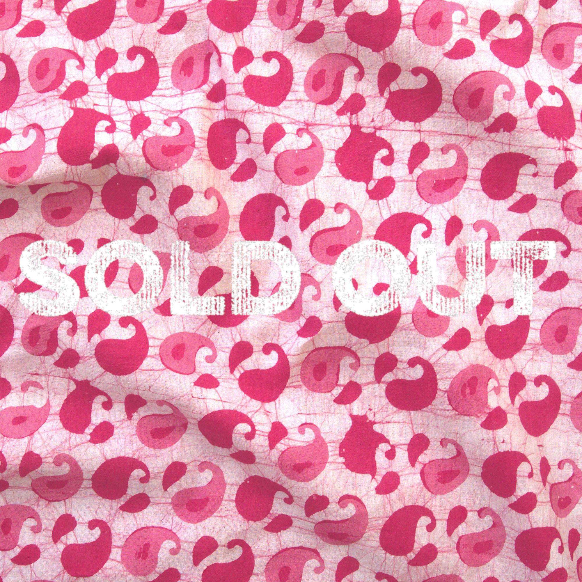 1 - SHA07 - 100% Block-Printed Batik Cotton Fabric From India - Batik - Pink Red Couple Paisley - Contrast