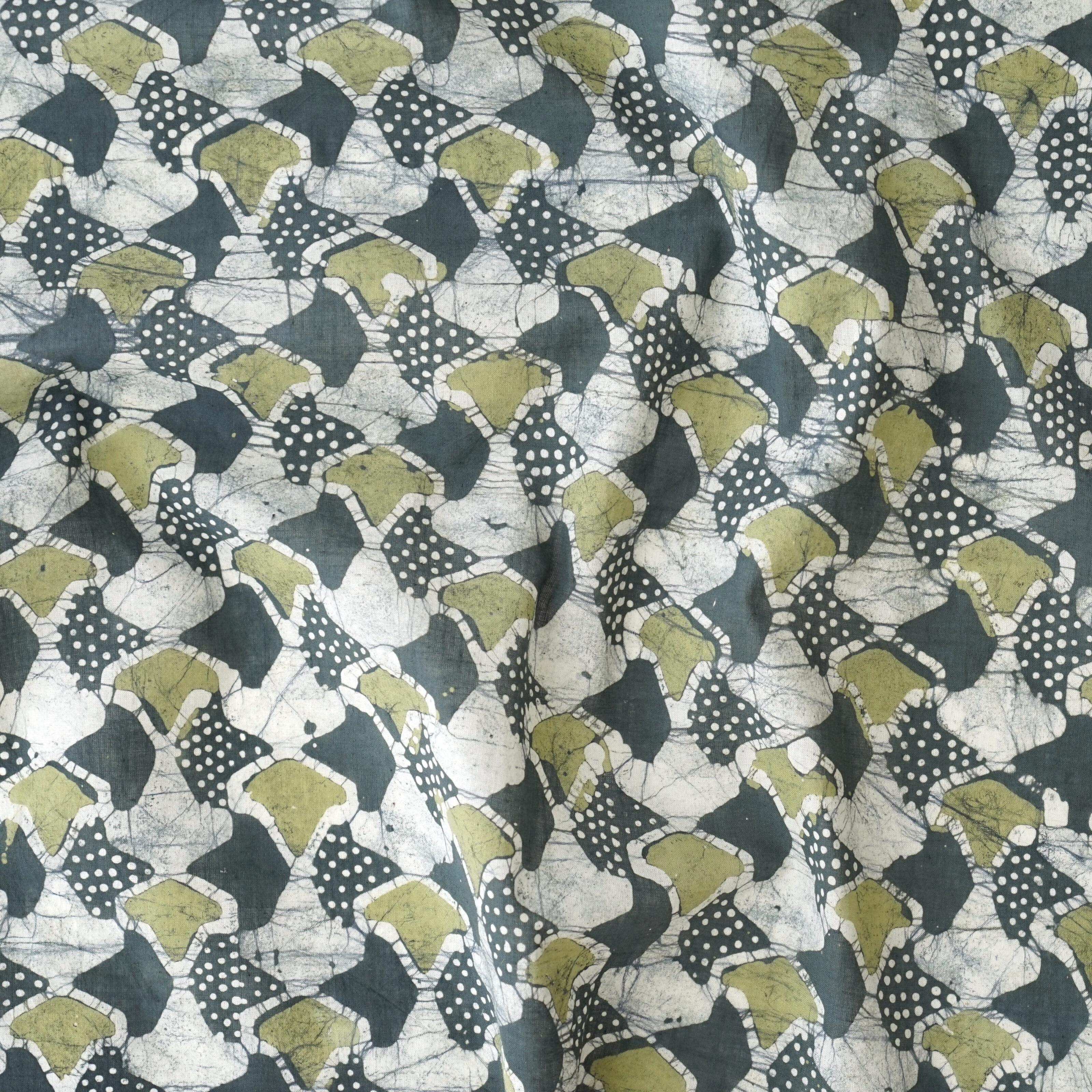 100% Block-Printed Batik Cotton Fabric From India - Sea Sponge Motif - Contrast