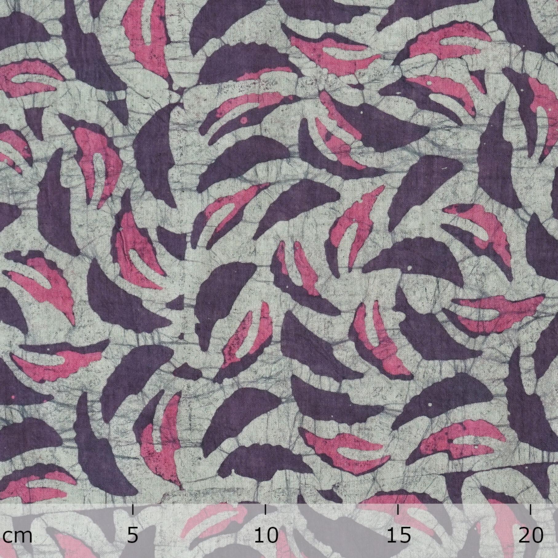 Block-Printed Batik Cotton Fabric From India - Autumnal Rustle Design - Ruler