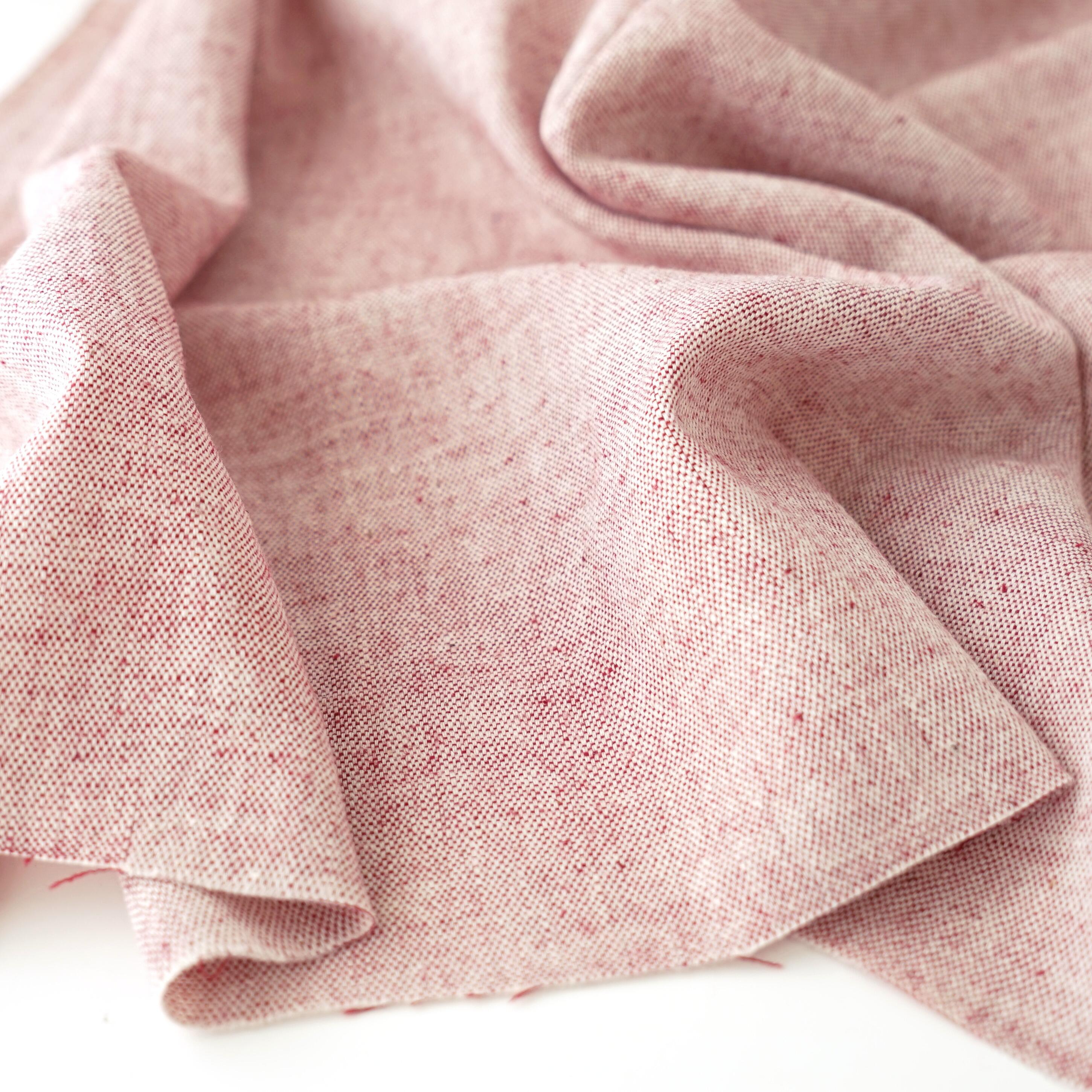 Organic Kala Cotton - Handloom Woven - Irregular Basket Weave - 2 by 1 - White & Red - Yarn Dye - Shot Cotton - Contrast