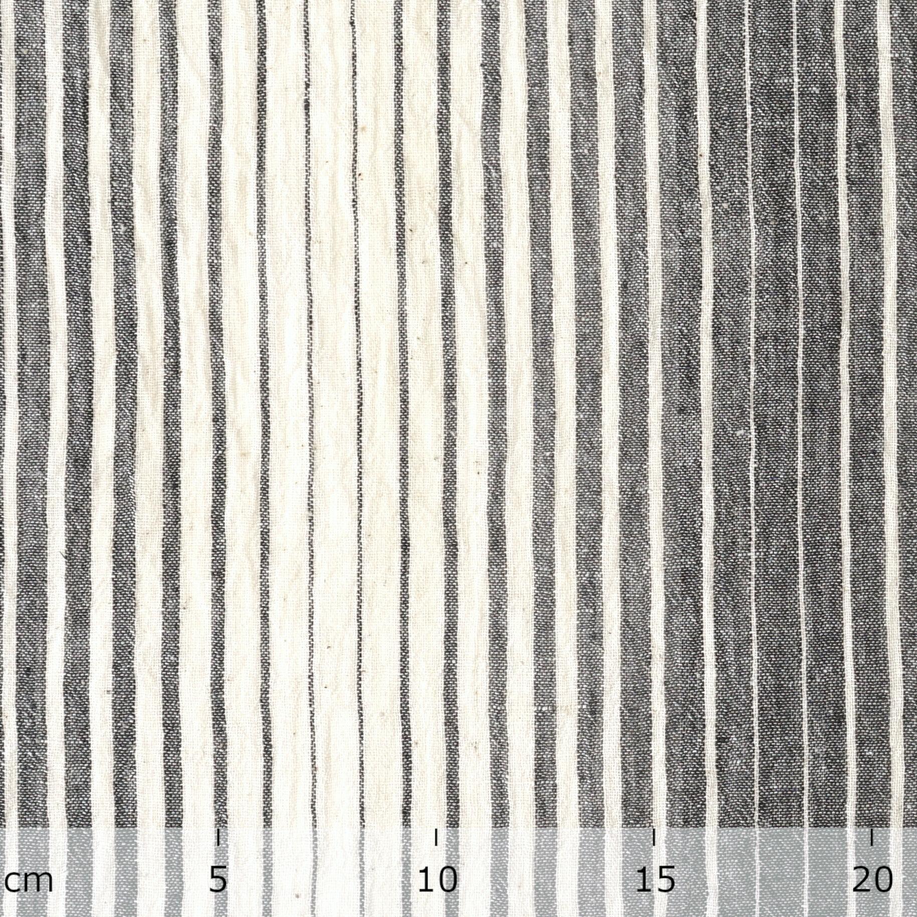 KHE03 - Organic Kala Cotton - Handloom Woven - Natural Dye - Charcoal Black - Fading Stripes - One By One - Ruler