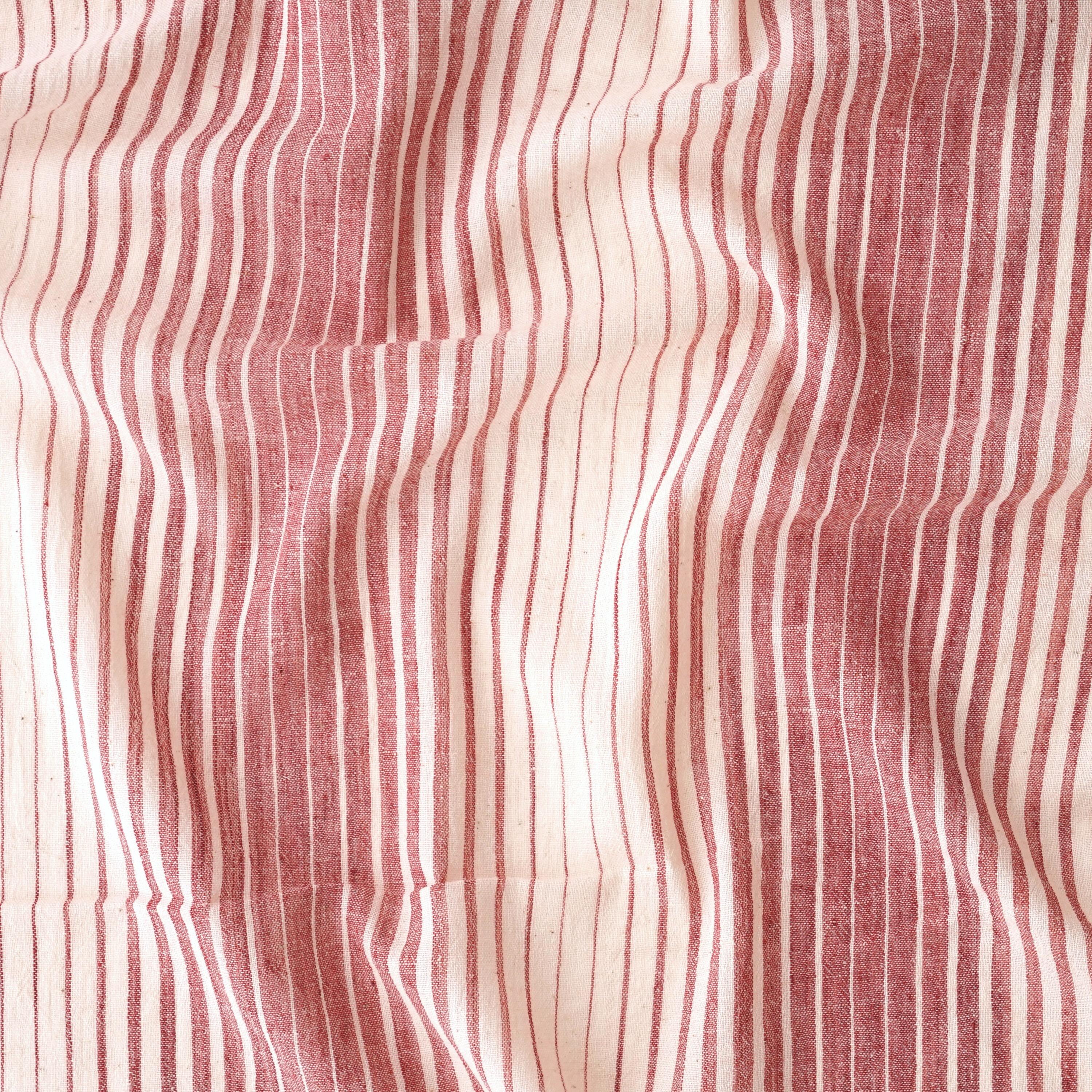 KHE04 - Organic Kala Cotton - Handloom Woven - Natural Dye - Red Alizarin Dye - Fading Stripes - One By One - Contrast