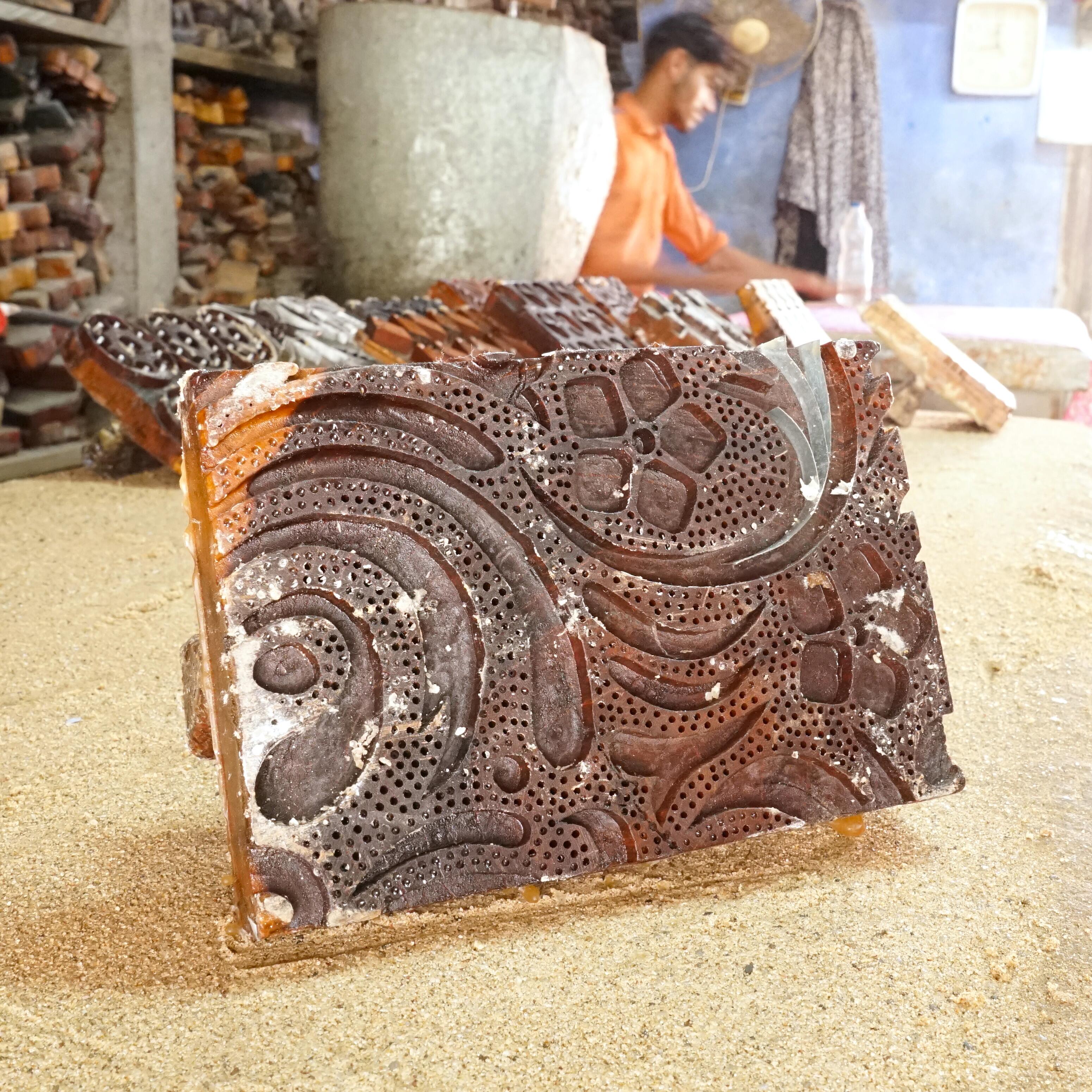 SHA18 - Hand-Carved Block for Wax Resist Printing