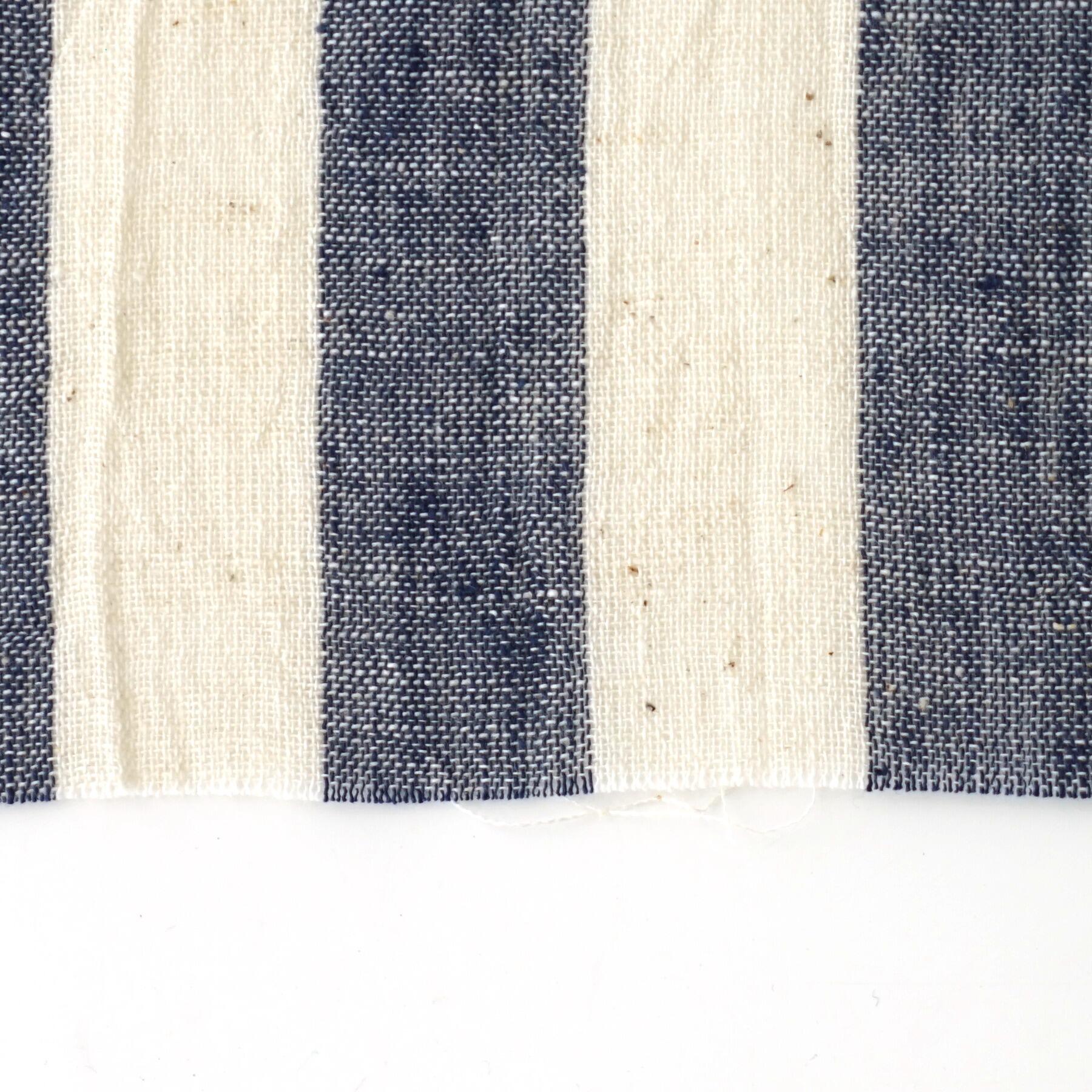 KJC03 - Organic Kala Cotton - Handloom Woven - Plain Weave - 1 by 1 - Stripes - Blue Yarn Dye - Close Up