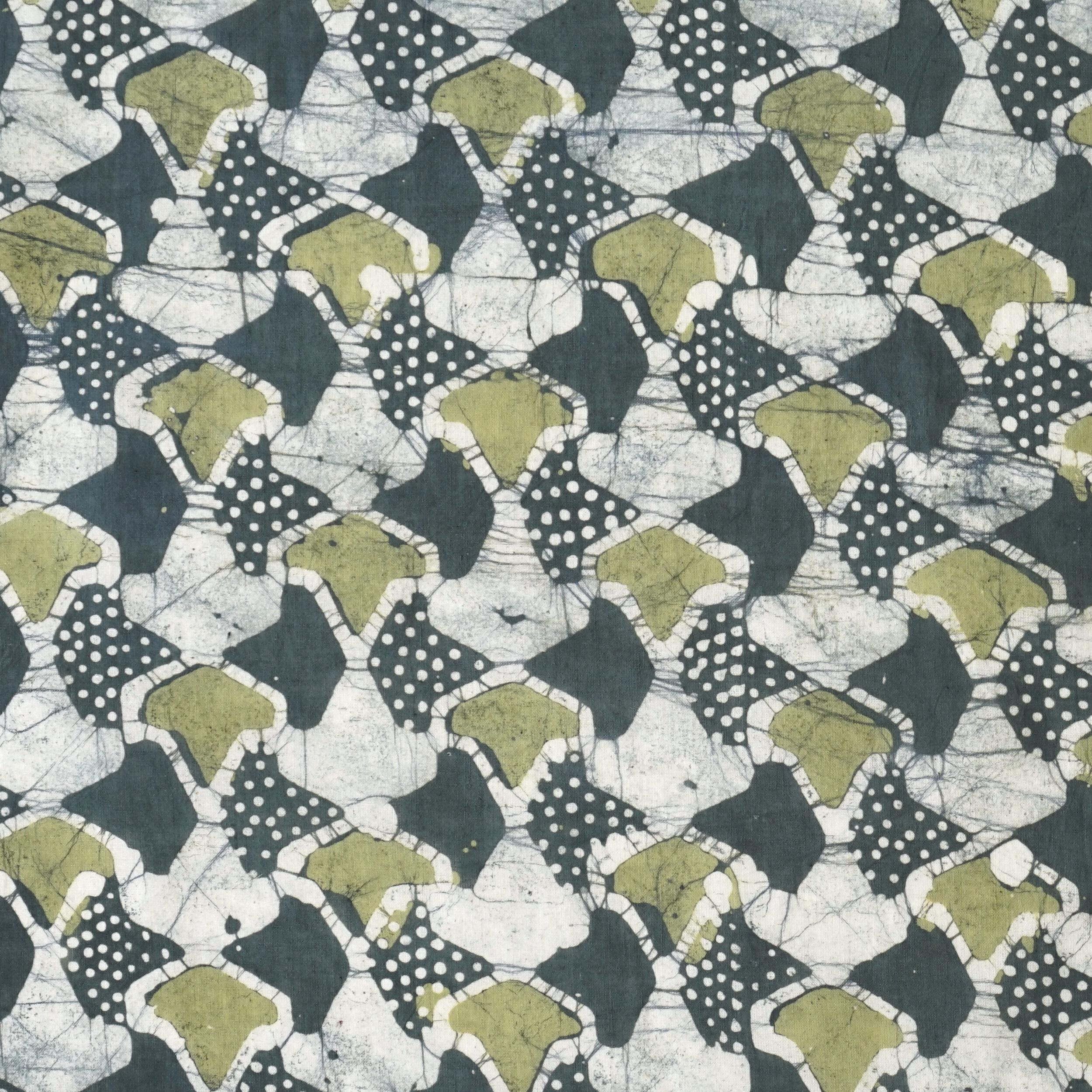 100% Block-Printed Batik Cotton Fabric From India - Sea Sponge Motif - Flat