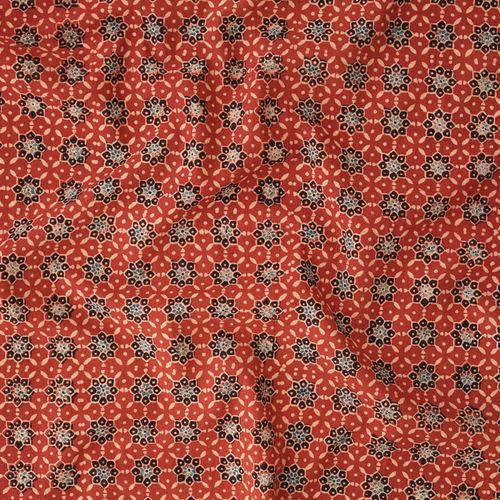 Ajrak Block-Printed Cotton - Starburst Print - Alizarin Red, Black, Indigo - Contrast