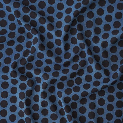 2 - SIK60 - Hand Block-Printed Cotton - Dots Design - Indigo & Black Dye - Contrast