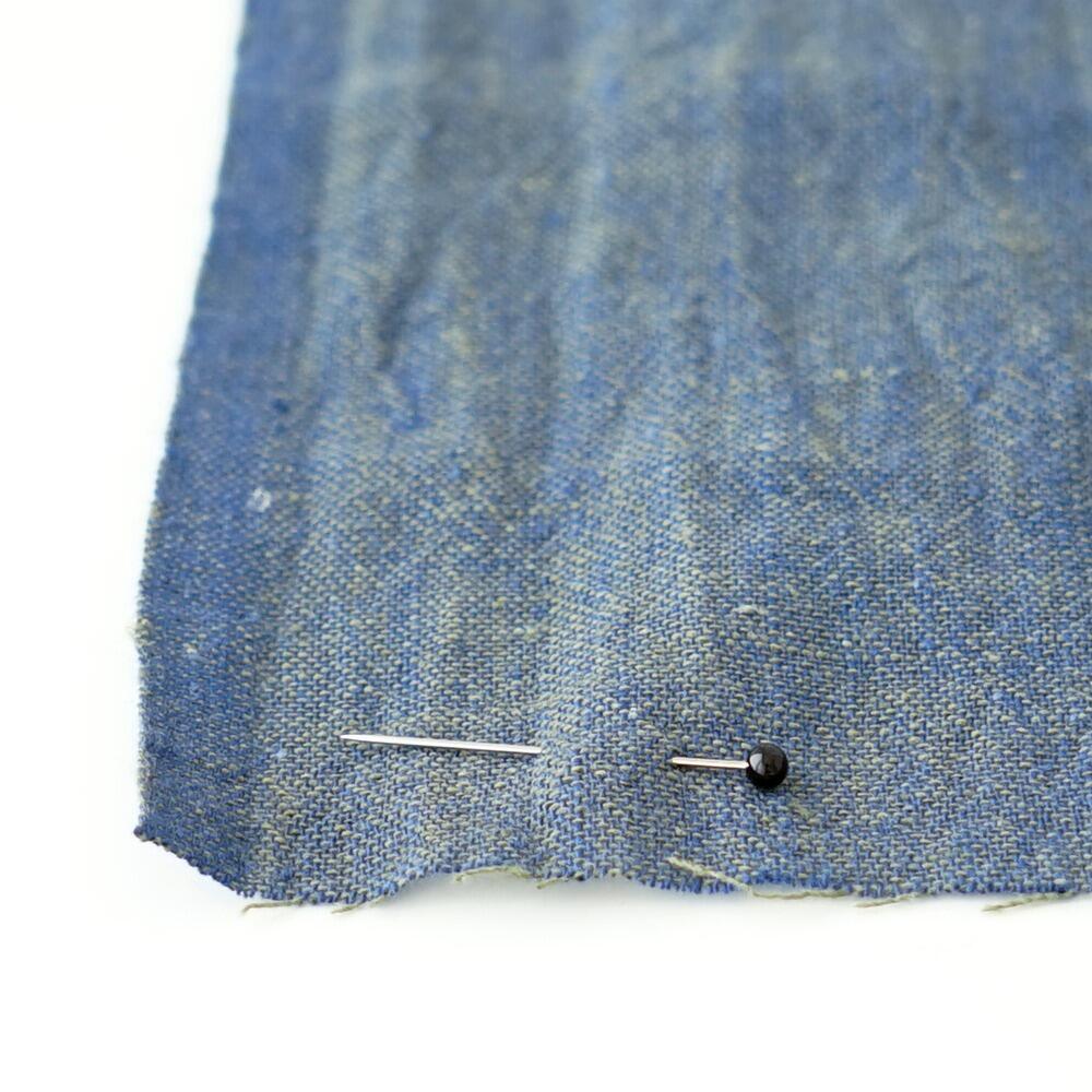 Organic Kala Cotton - Handloom Woven - Blue & Olive Green Shot Cotton - Cross Colour - 1 by 1 - Plain Weave - Yarn Dye - Pin