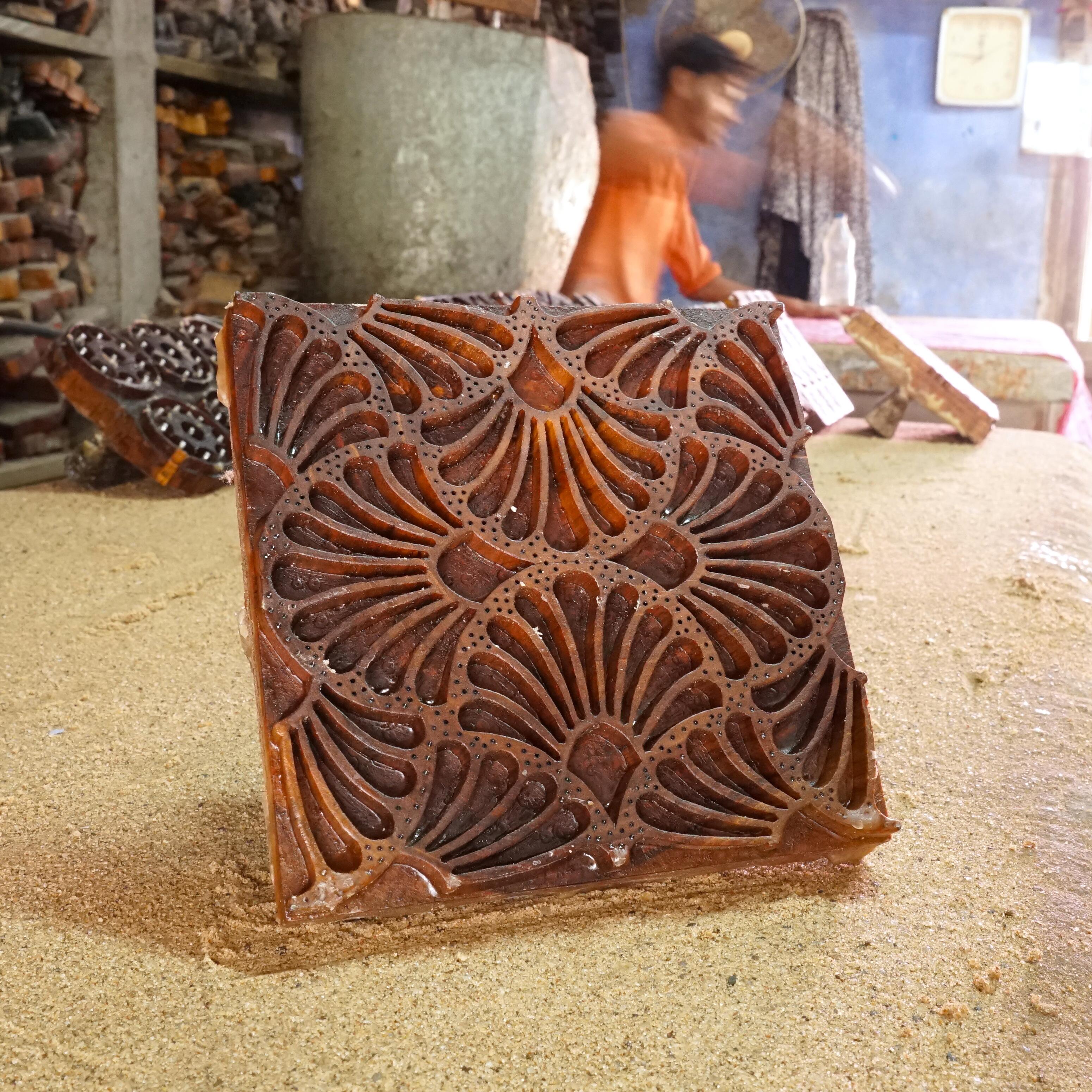 SHA54 - Hand-Carved Block for Wax Resist Printing