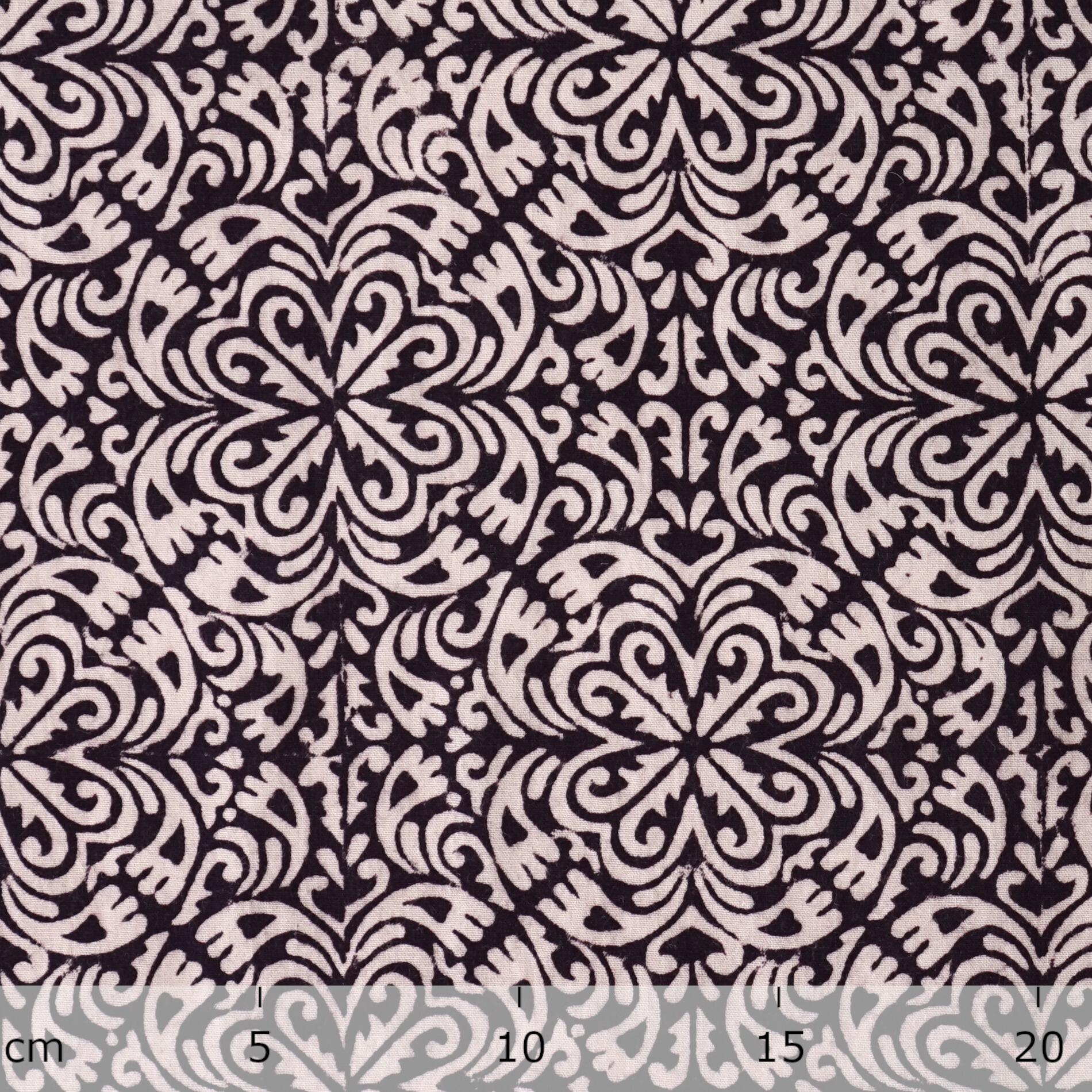 100% Block-Printed Cotton Fabric From India - Bagh Printing Method - Psychadelia Design - Ruler