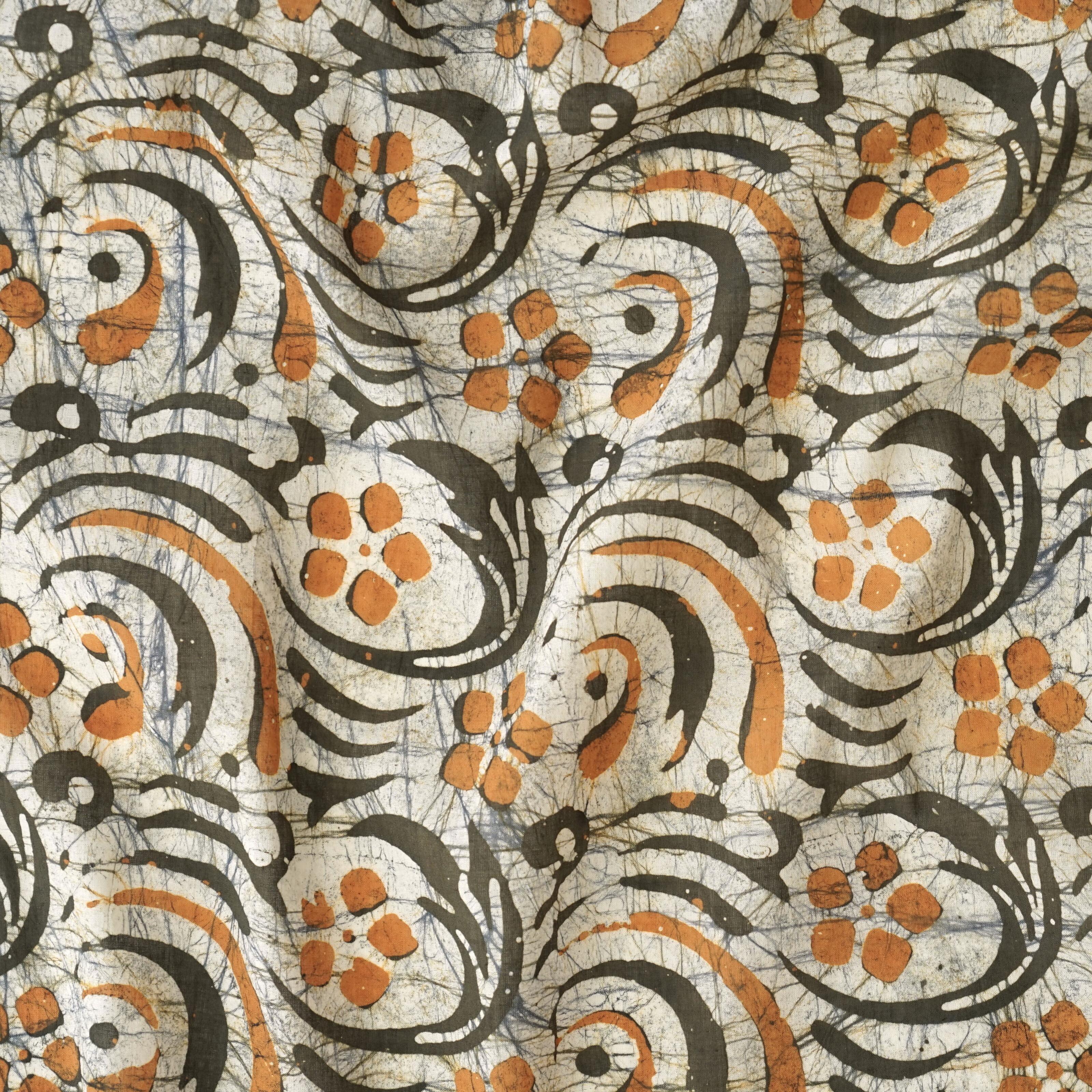 100% Block-Printed Batik Cotton Fabric From India - Stirred Not Shaken Motif - Contrast