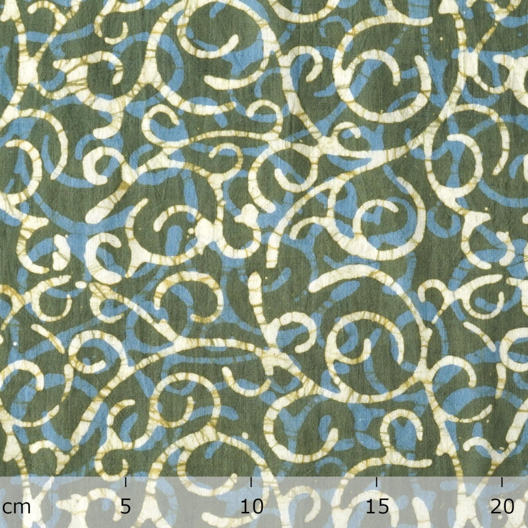 Block-Printed Batik Cotton Fabric From India - Aurora Design - Reactive Dye - Ruler