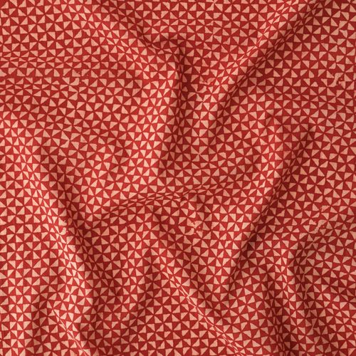 100% Block-Printed Cotton - Hourglass Print - Red & White - Contrast
