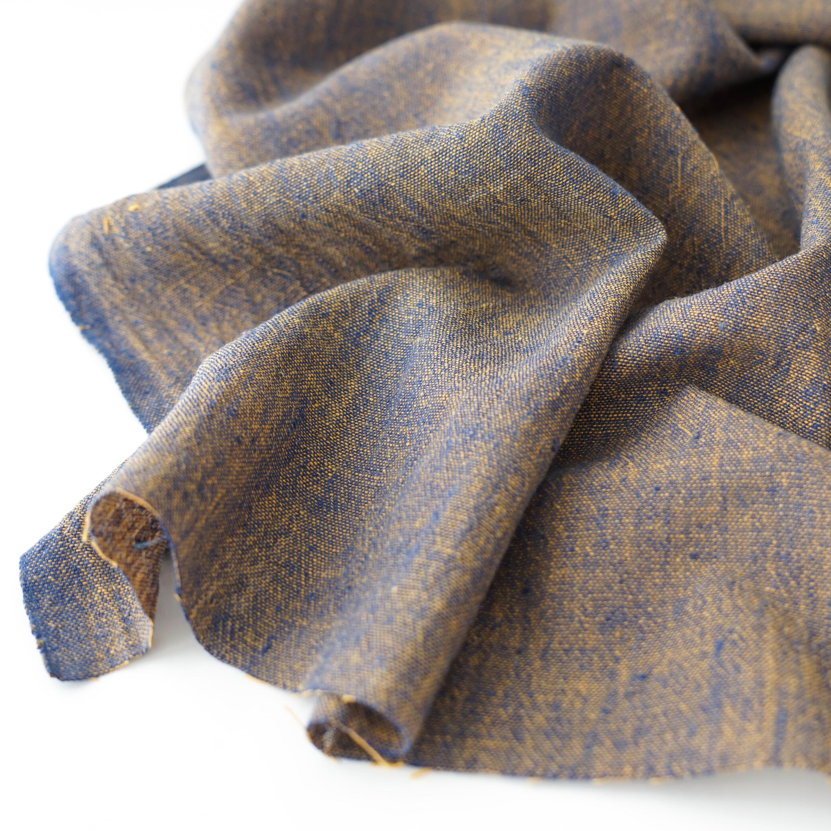KJC16 - Organic Kala Cotton - Handloom Woven - Blue & Yellow Shot Cotton - Cross Colour - 1 by 1 - Plain Weave - Yarn Dye - Contrast.JPG