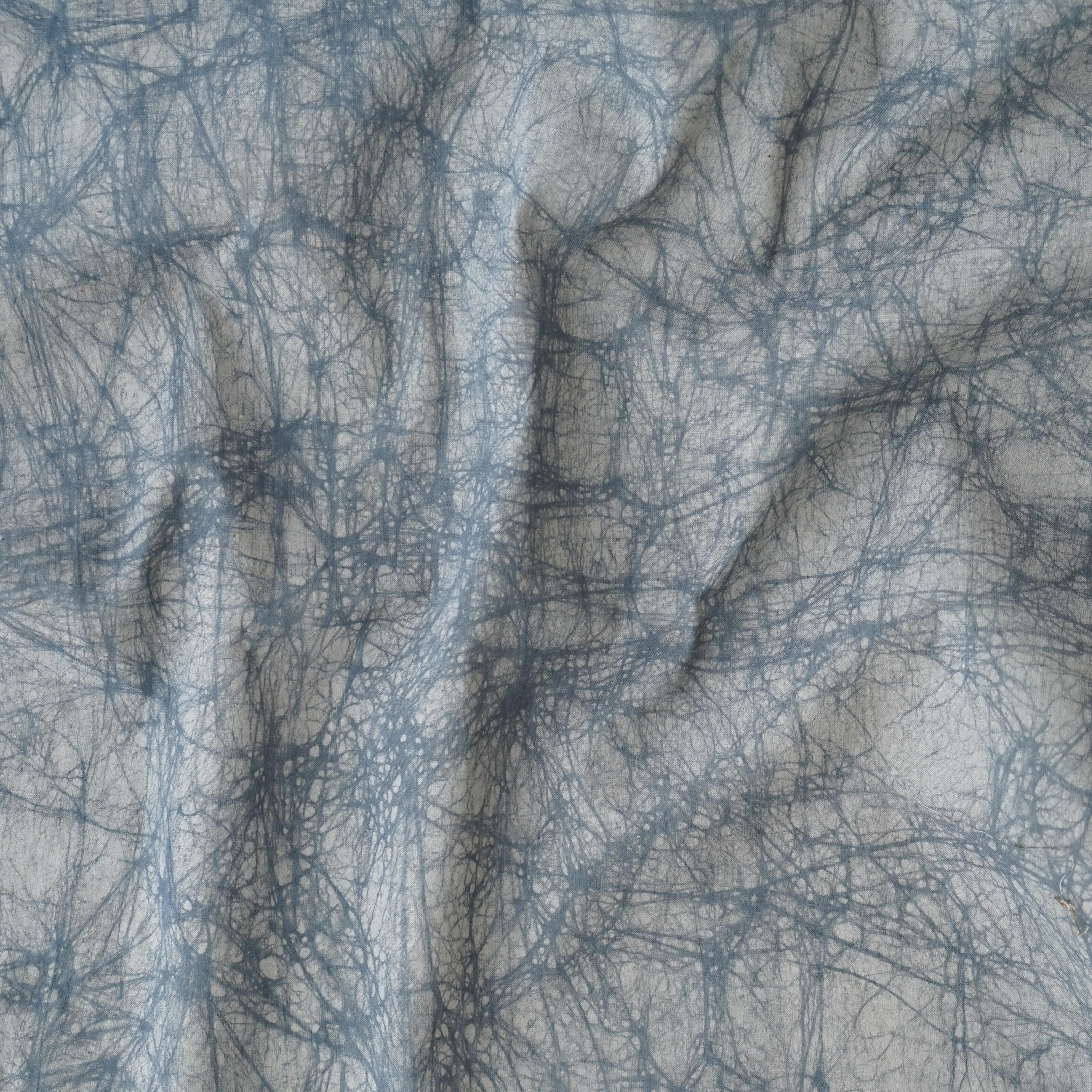 100% Block-Printed Batik Cotton Fabric From India - Batik - Grey Litho - Contrast