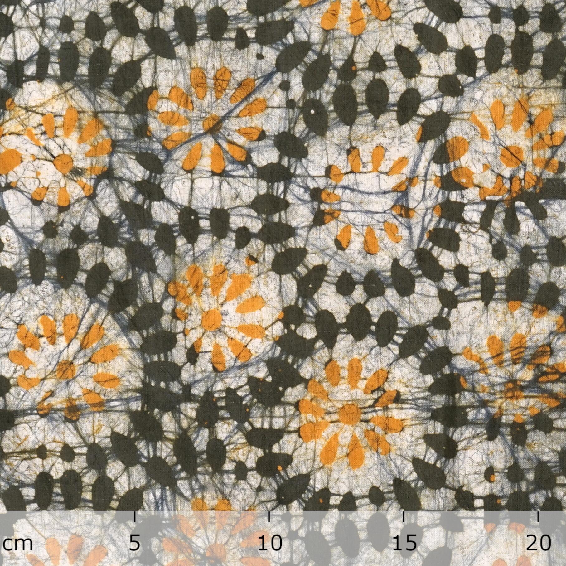 100% Block-Printed Batik Cotton Fabric From India - Jalebi Motif - Ruler