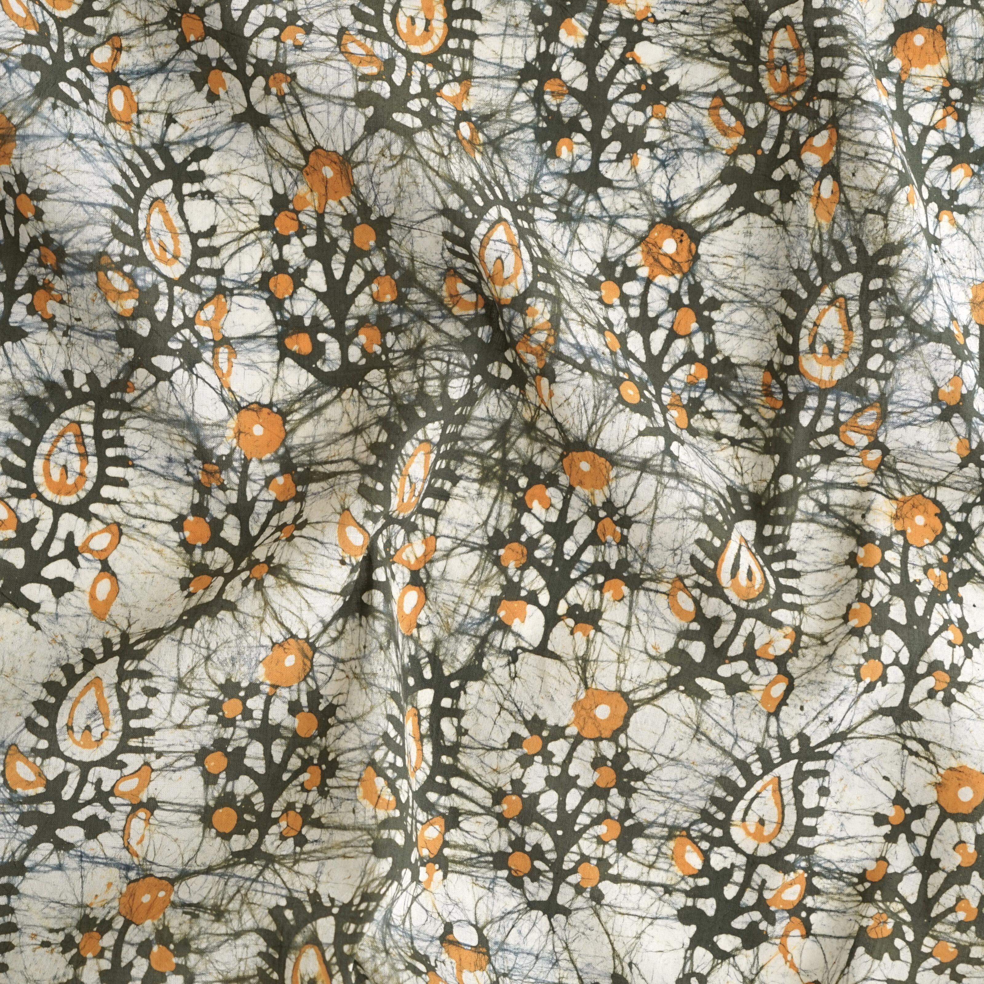 100% Block-Printed Batik Cotton Fabric From India - Contrast