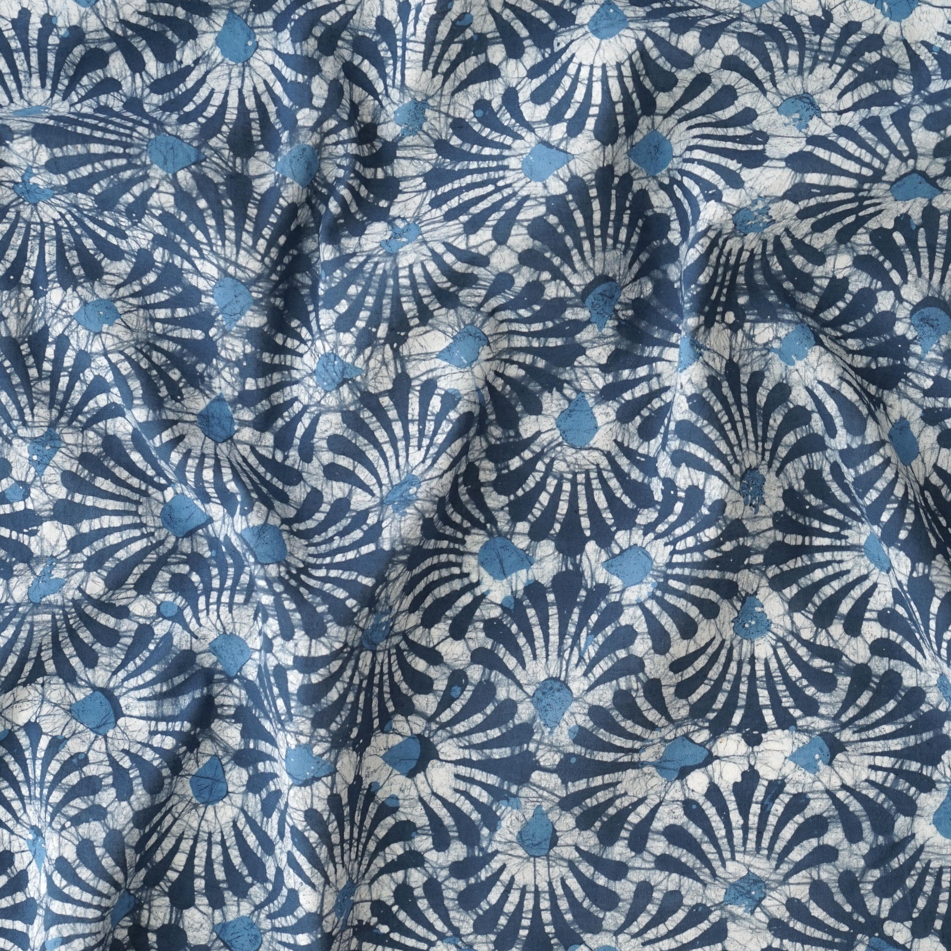 Block-Printed Batik Fabric - Cotton Cloth - Reactive Dyes - Splash Design - Contrast
