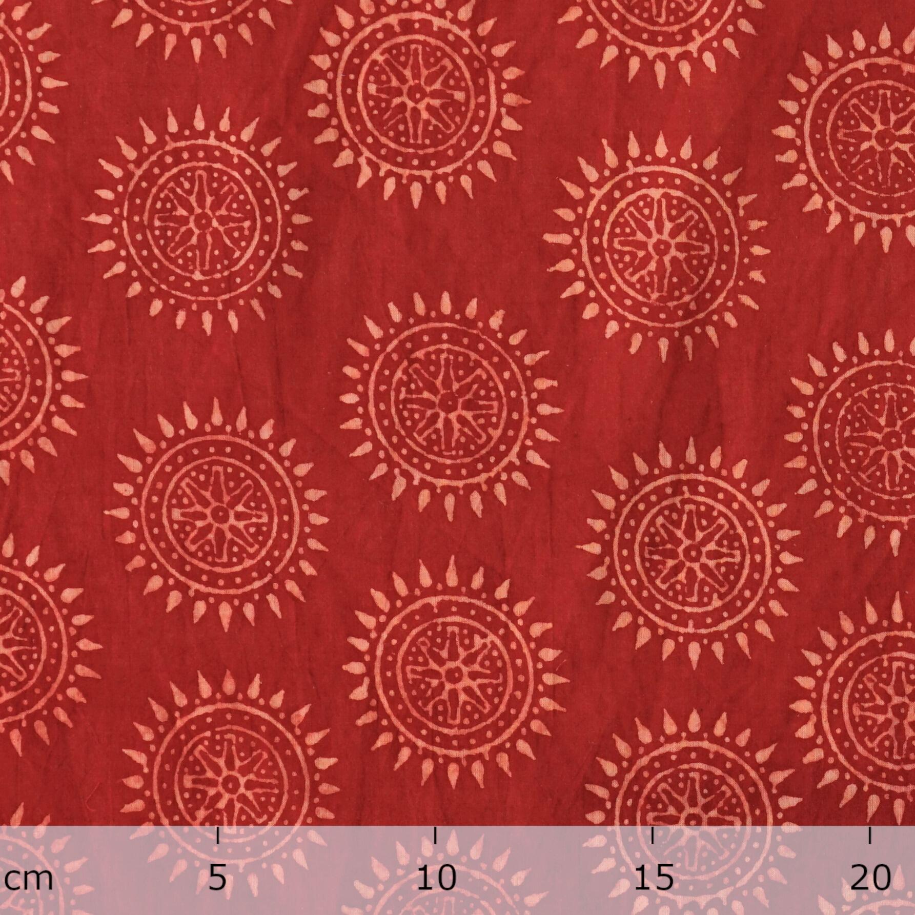 4 - AHM52 - Block-Printed Cotton Fabric - Alizarin Dye - Red - Troubadour Design - Ruler