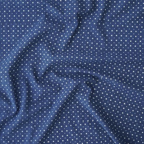 Block-Printed Cotton - Double Dots Print - Indigo - Contrast