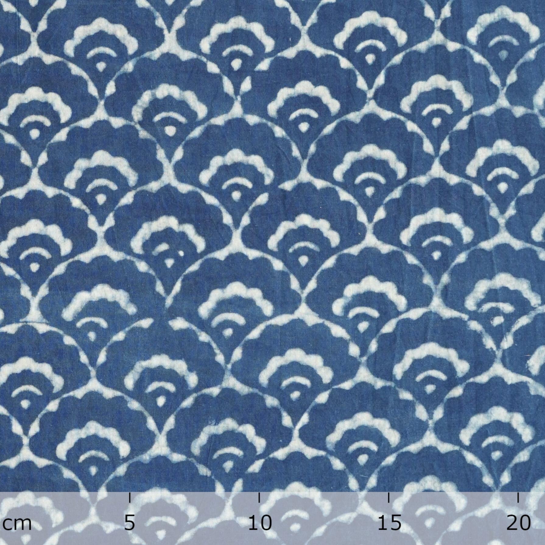4 - AHM19 - Block-Printed Cloth - 100% Cotton Fabric - Indigo Dye - Abode of Clouds - Ruler