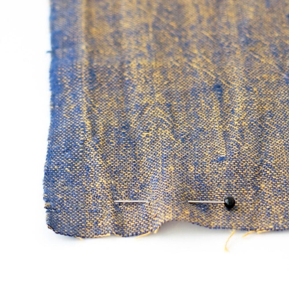 KJC16 - Organic Kala Cotton - Handloom Woven - Blue & Yellow Shot Cotton - Cross Colour - 1 by 1 - Plain Weave - Yarn Dye - Pin.JPG