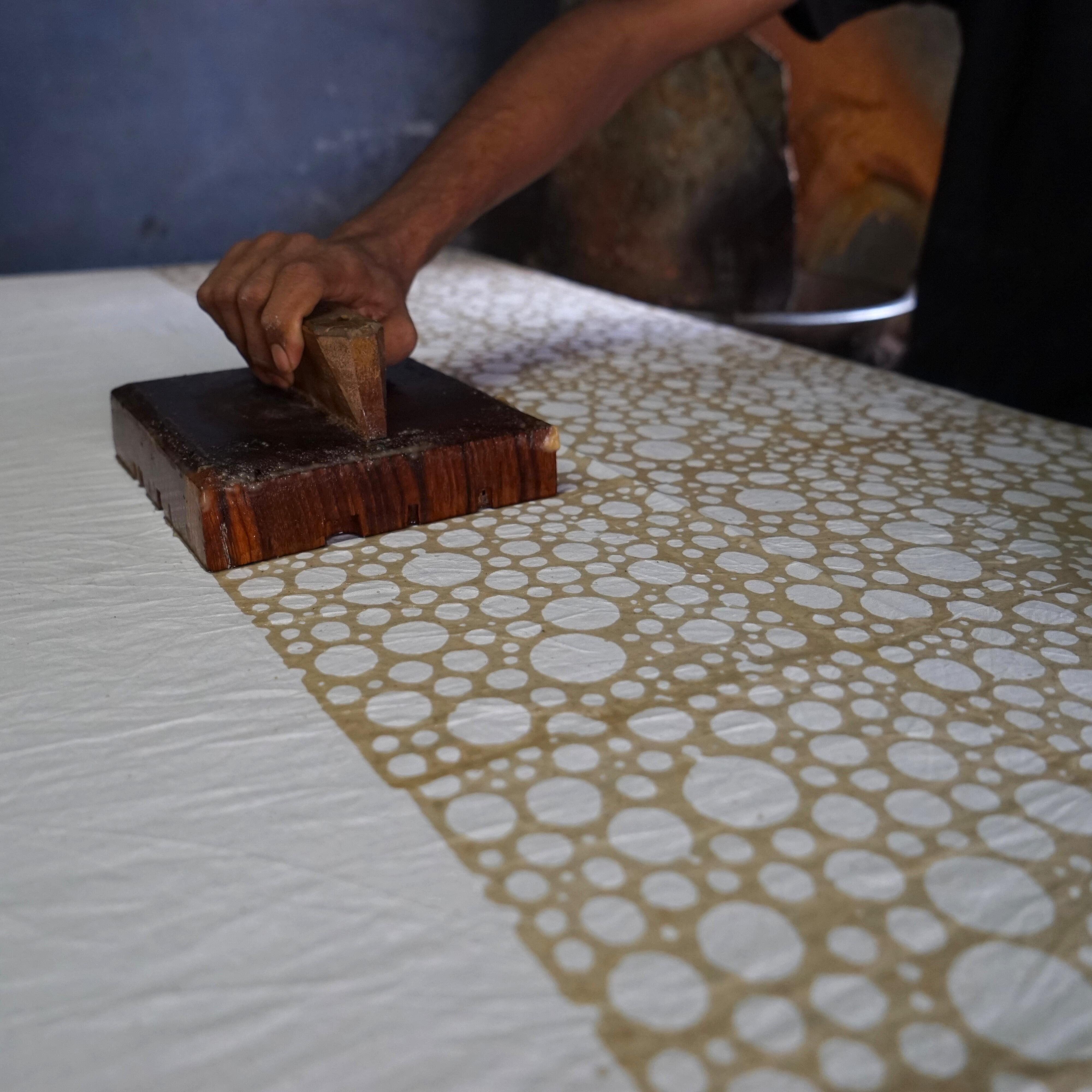 SHA63 - Block-Printed Batik - Cotton Cloth - Black Dye - Dots - Double Kiss - Printing