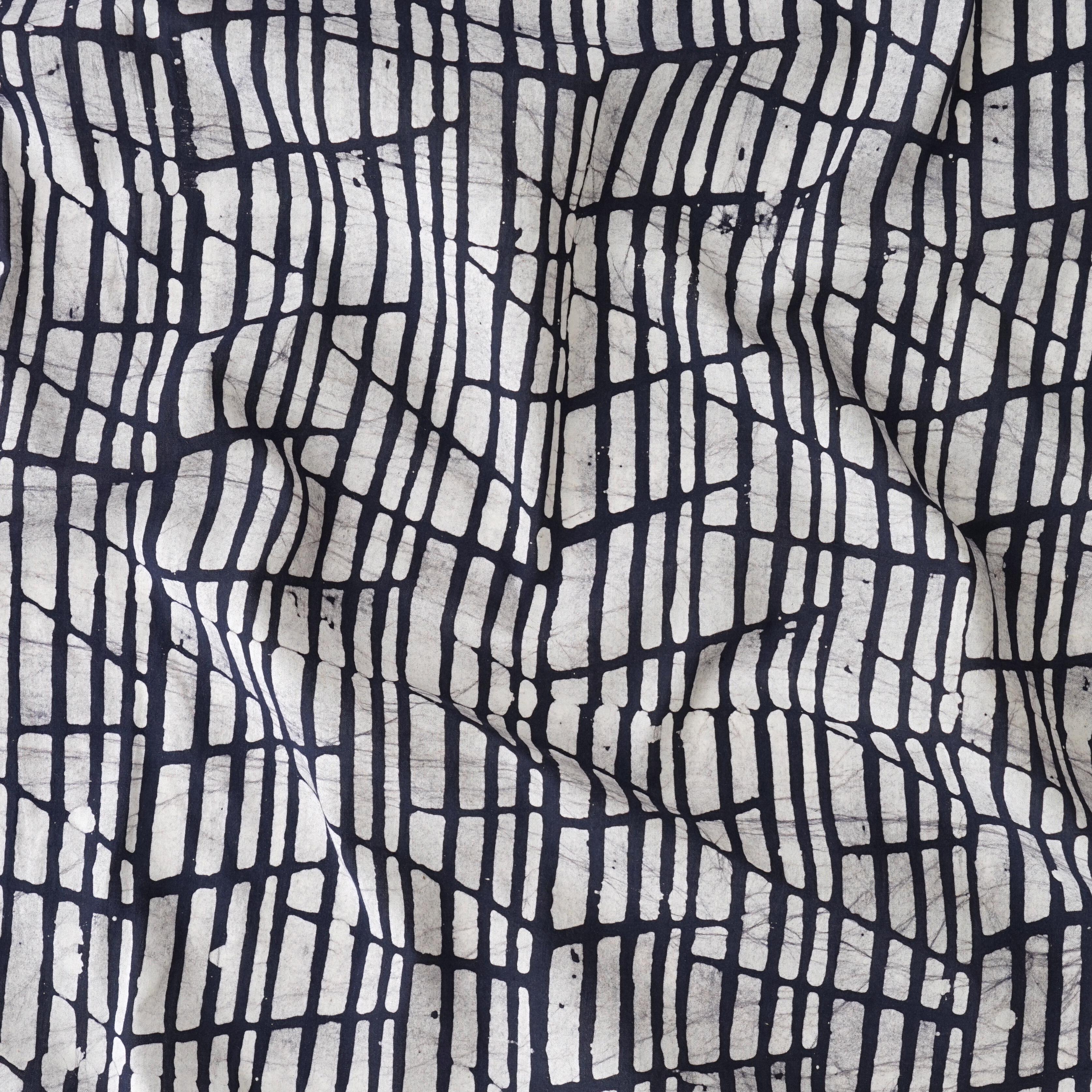 SHA62 - Block-Printed Batik - Cotton Cloth - Black Dye - Lines - Bamboo Nightmare - Contrast