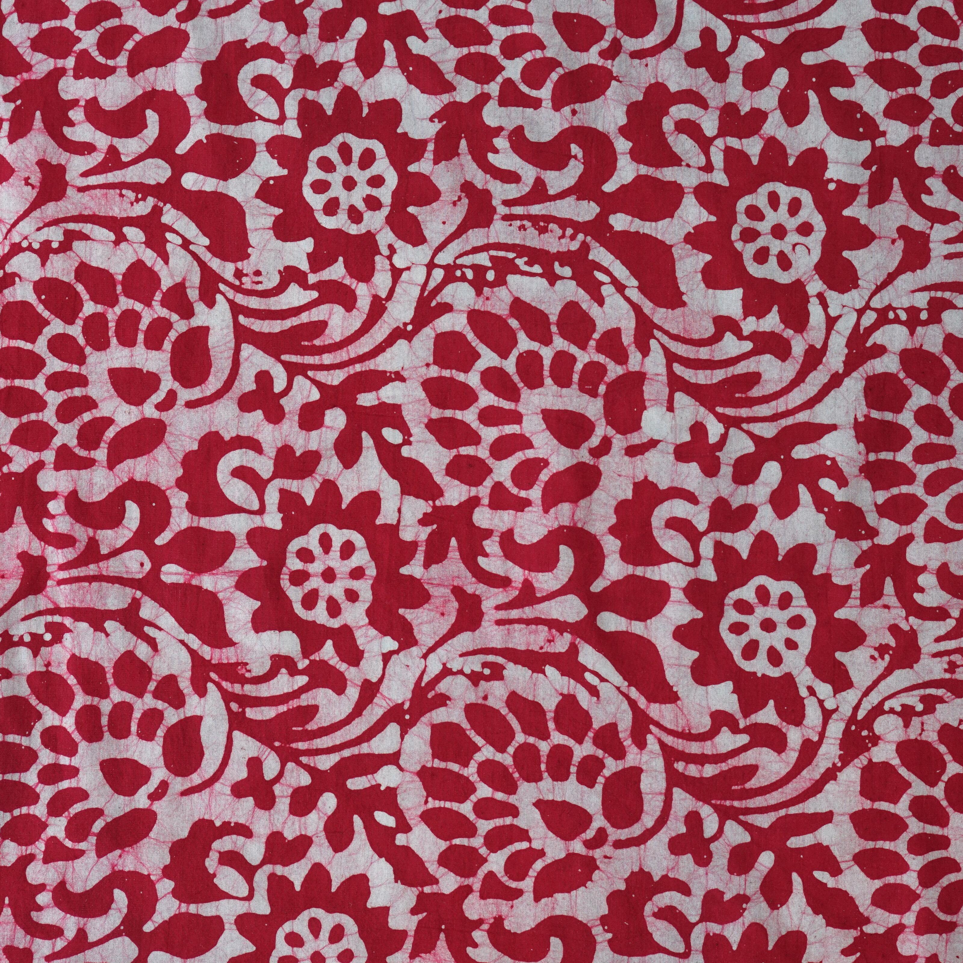 SHA67 - Block-Printed Batik - Cotton Cloth - Red Dye - Cwtch - Flat