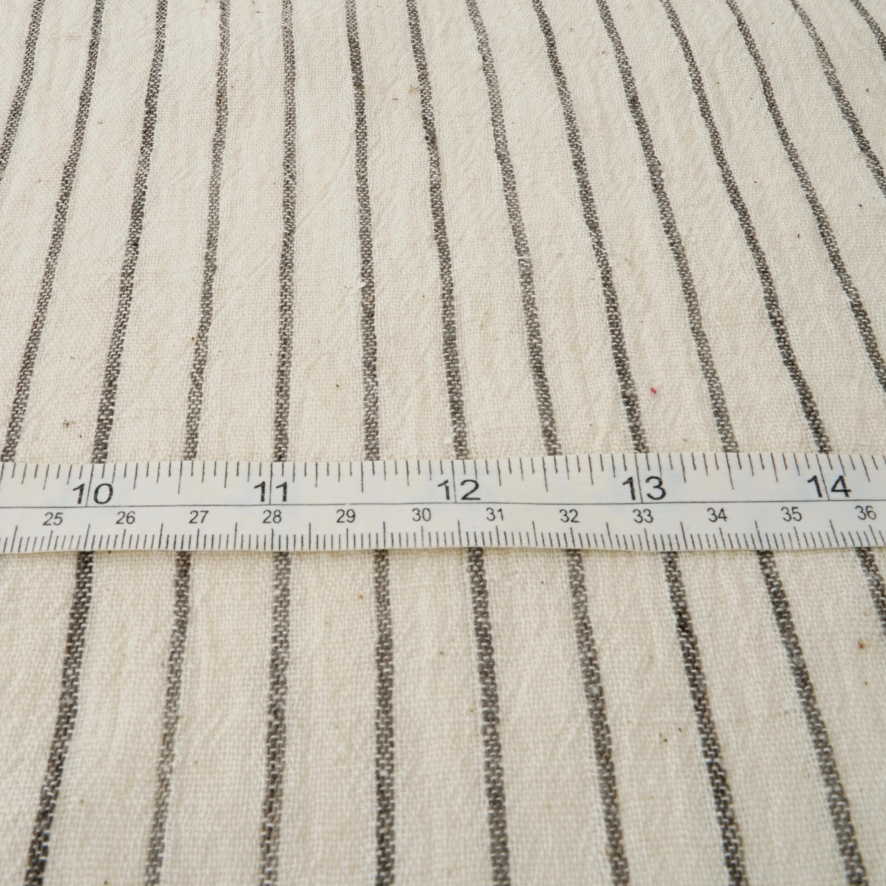 LAK02 - Handloom-Woven Fabric - Organic Cotton Cloth - Stripes - Pinstripes - Natural Black Dye - Ruler