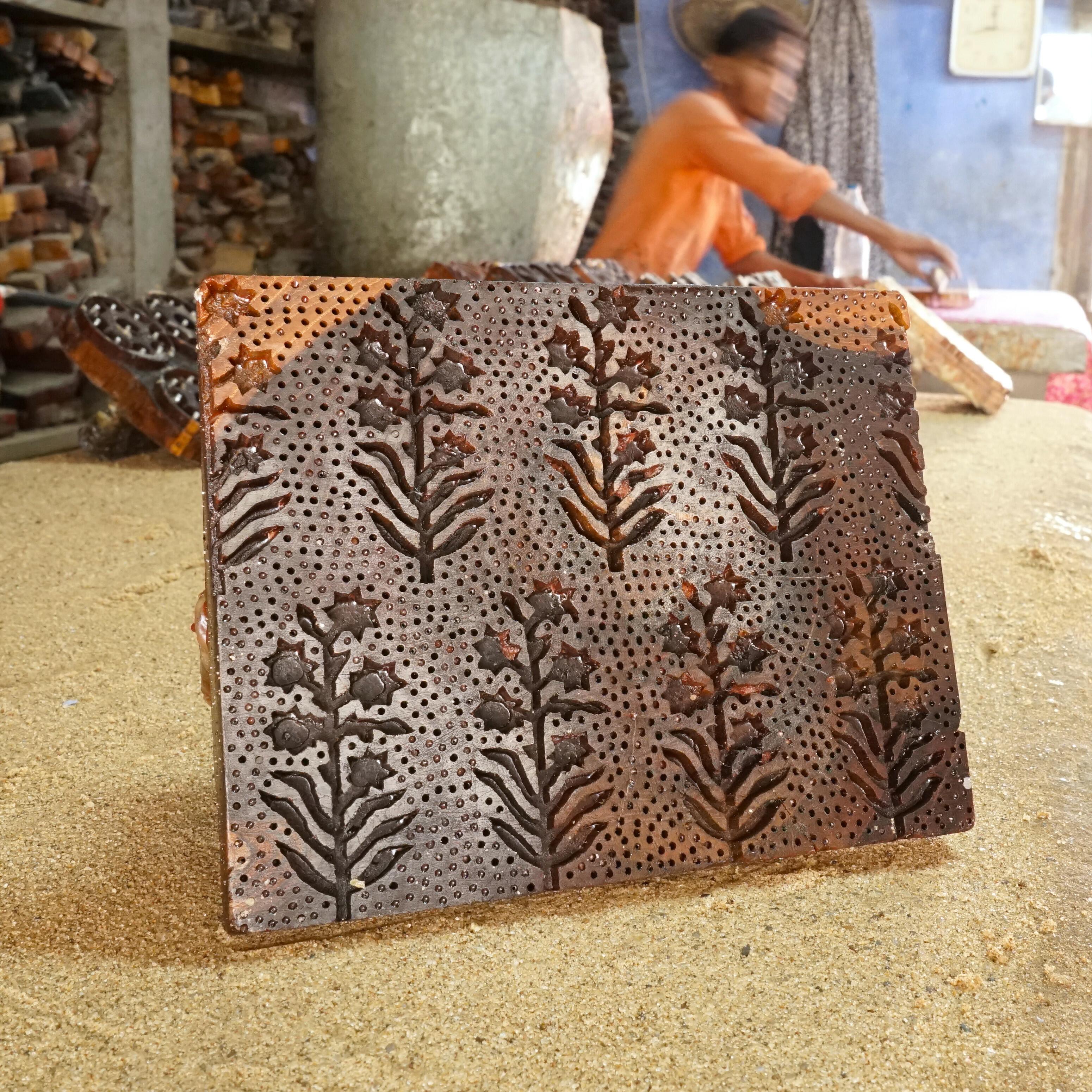 SHA51 - Hand-Carved Block for Wax Resist Printing